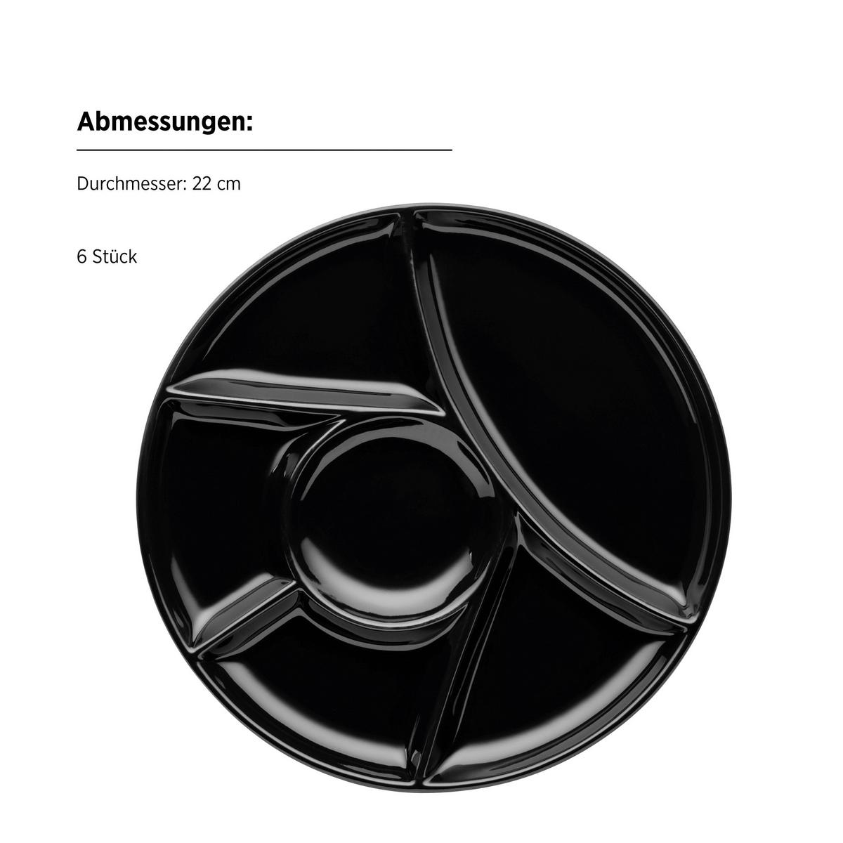 Tellerset Schwarz, 6-teilig - Schwarz, Trend, Keramik (22cm) - Mäser