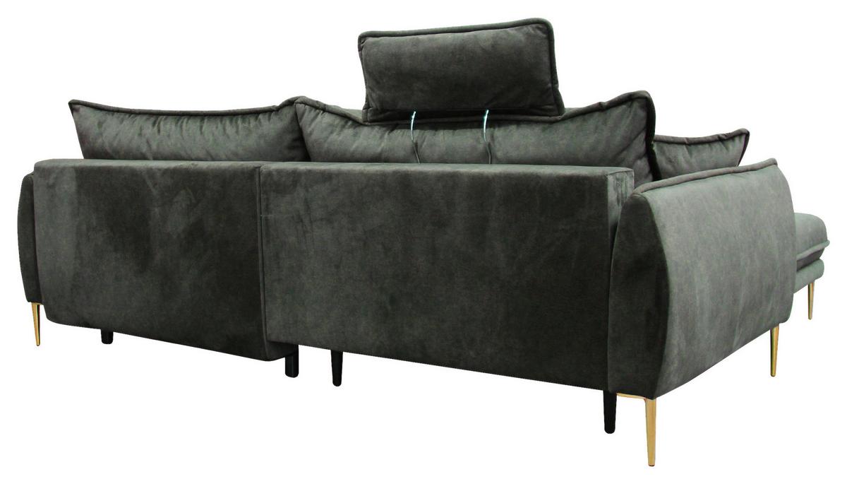 Ecksofa Whisper Grün S: 196x264 cm - Goldfarben/Grün, Design, Textil (196/264cm) - MID.YOU