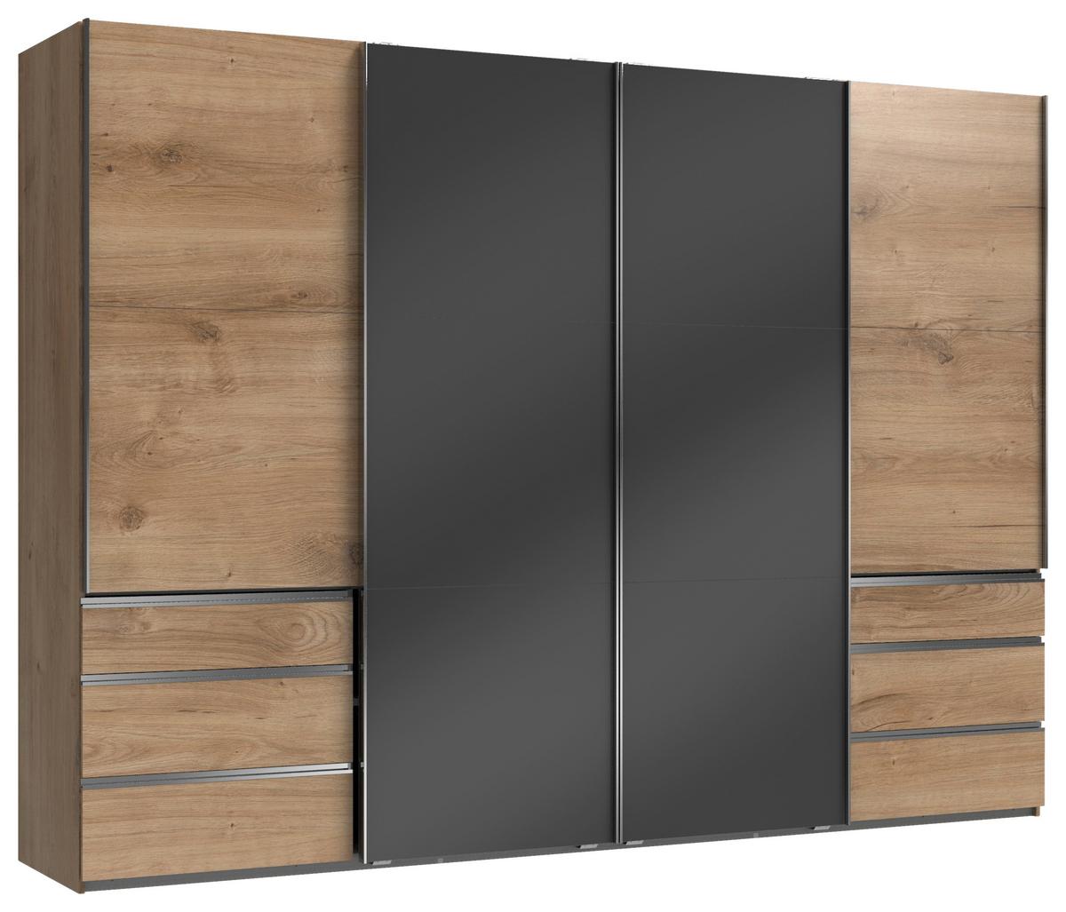 Schwebetürenschrank B: 300 Cm Level Grau/eichefarben Dekor - Eichefarben/Grau, MODERN, Holzwerkstoff (300/216/65cm) - MID.YOU