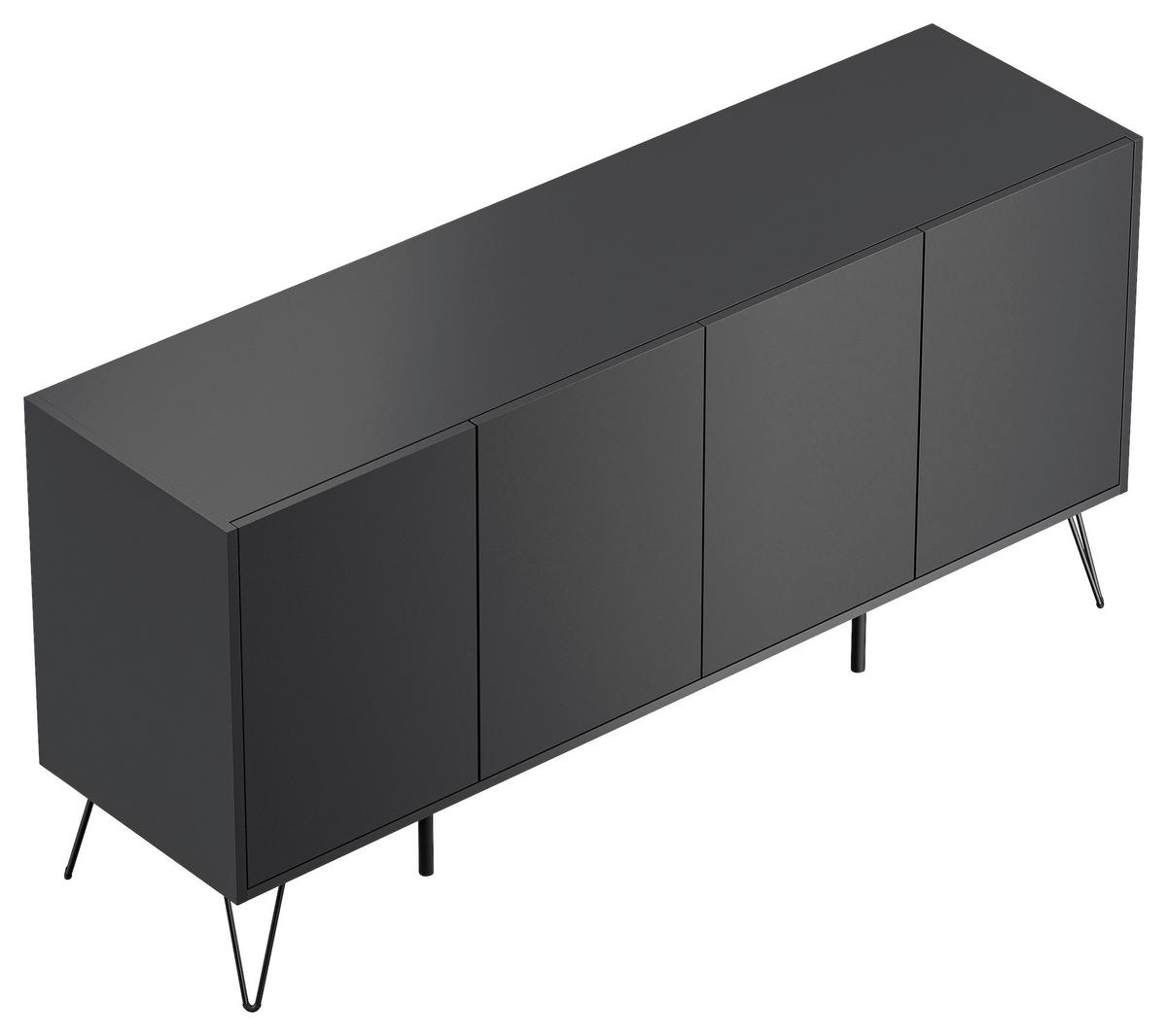 Sideboard Posseik Industrial Graphitfarben B: 155 cm - Schwarz/Graphitfarben, Design, Holzwerkstoff (155/75,8/42cm) - P & B