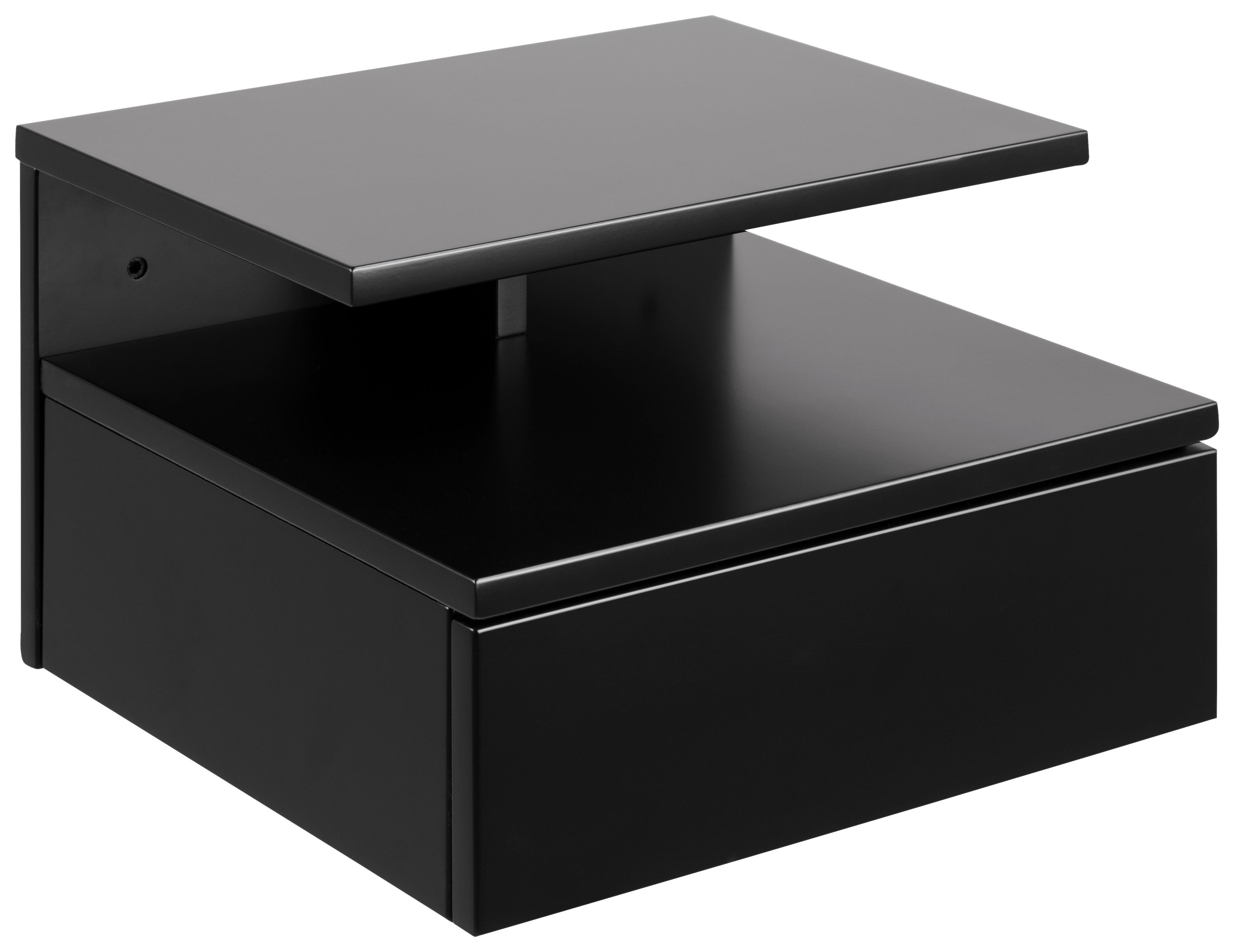 Nachtkästchen Schwarz H: 22,5 cm Ashlan - Schwarz, KONVENTIONELL, Holzwerkstoff (35/22,5/32cm) - Livetastic