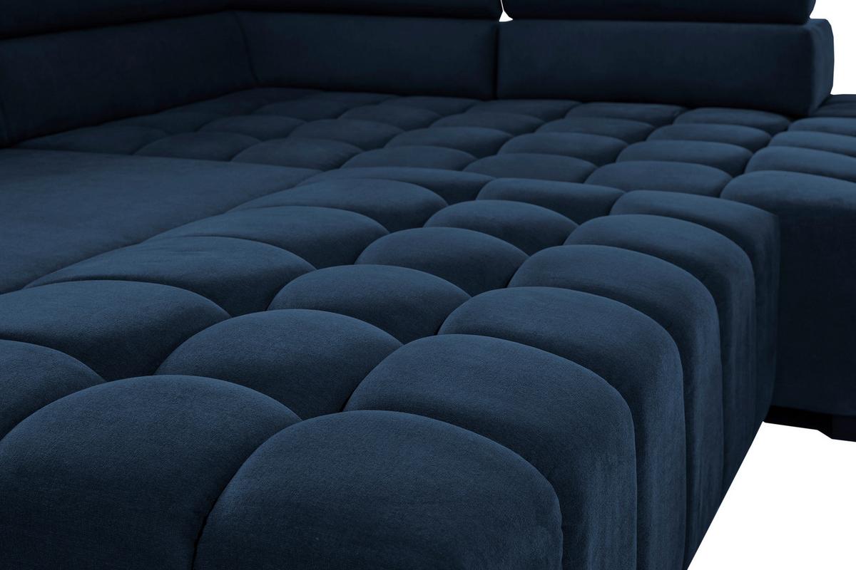 Eckschlafsofa Elias Neu Blau S: 307 Cm - Blau/Schwarz, Design, Textil (307/201cm) - Livetastic