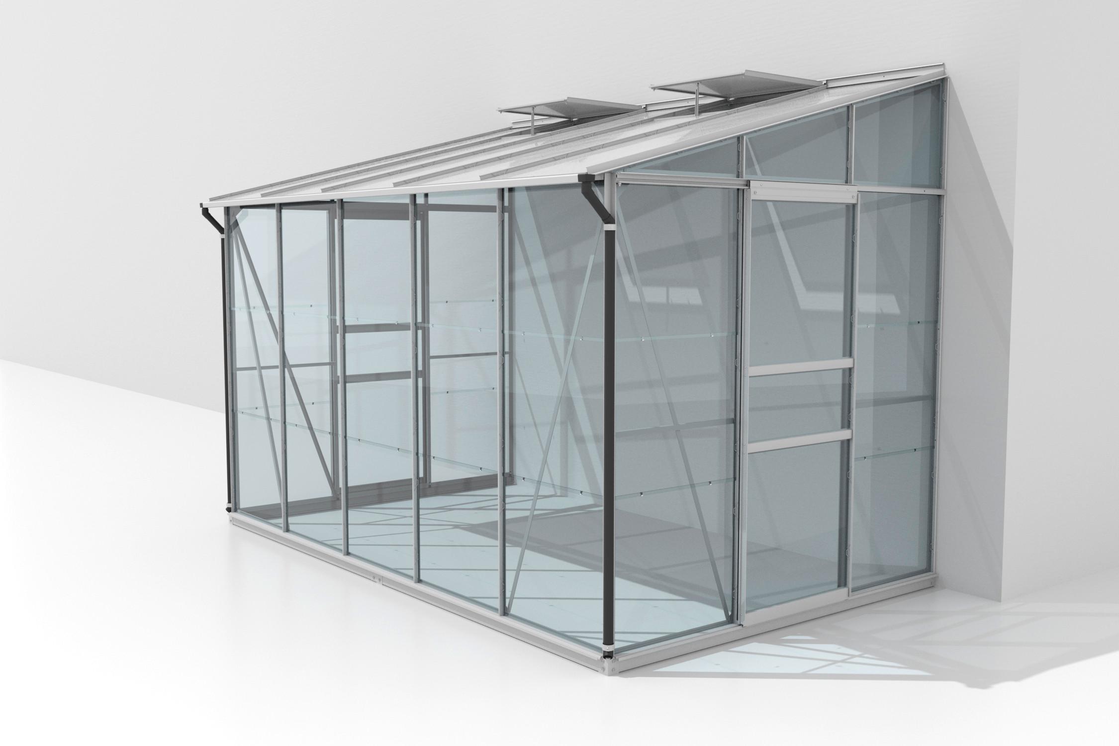 Anlehn-gewächshausbausatz Ida 6500 Esg/hkp, Alu - Alufarben, Basics, Glas/Kunststoff (324,3/220,8/201,4cm)