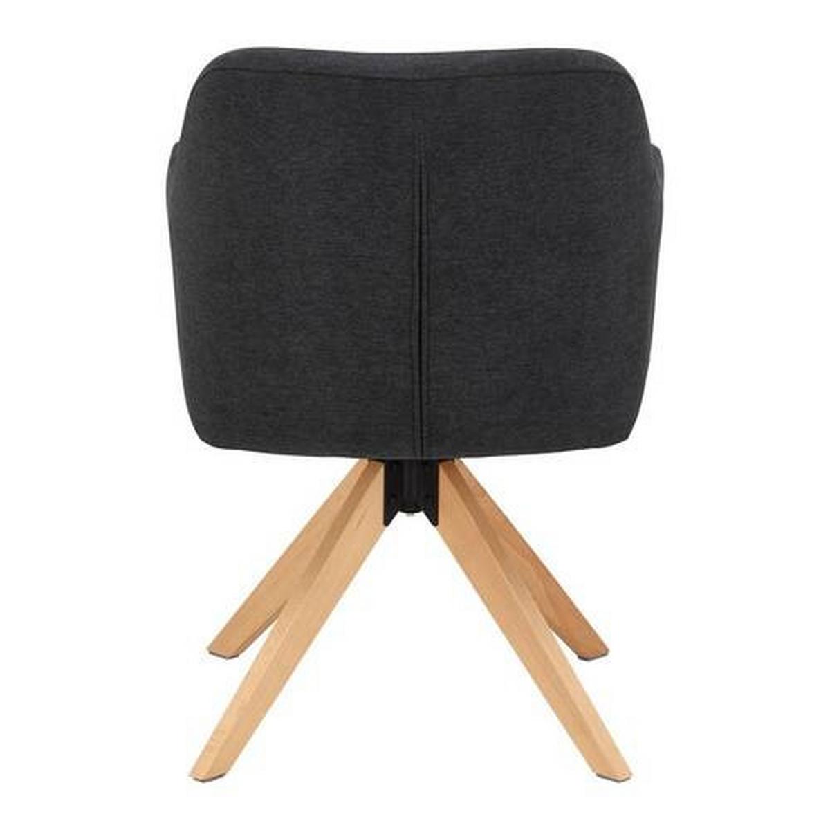 Sametová židle Lucita, otočná, nohy dřevo - přírodní barvy/antracitová, Moderní, kov/dřevo (59/88/60cm) - Bessagi Home