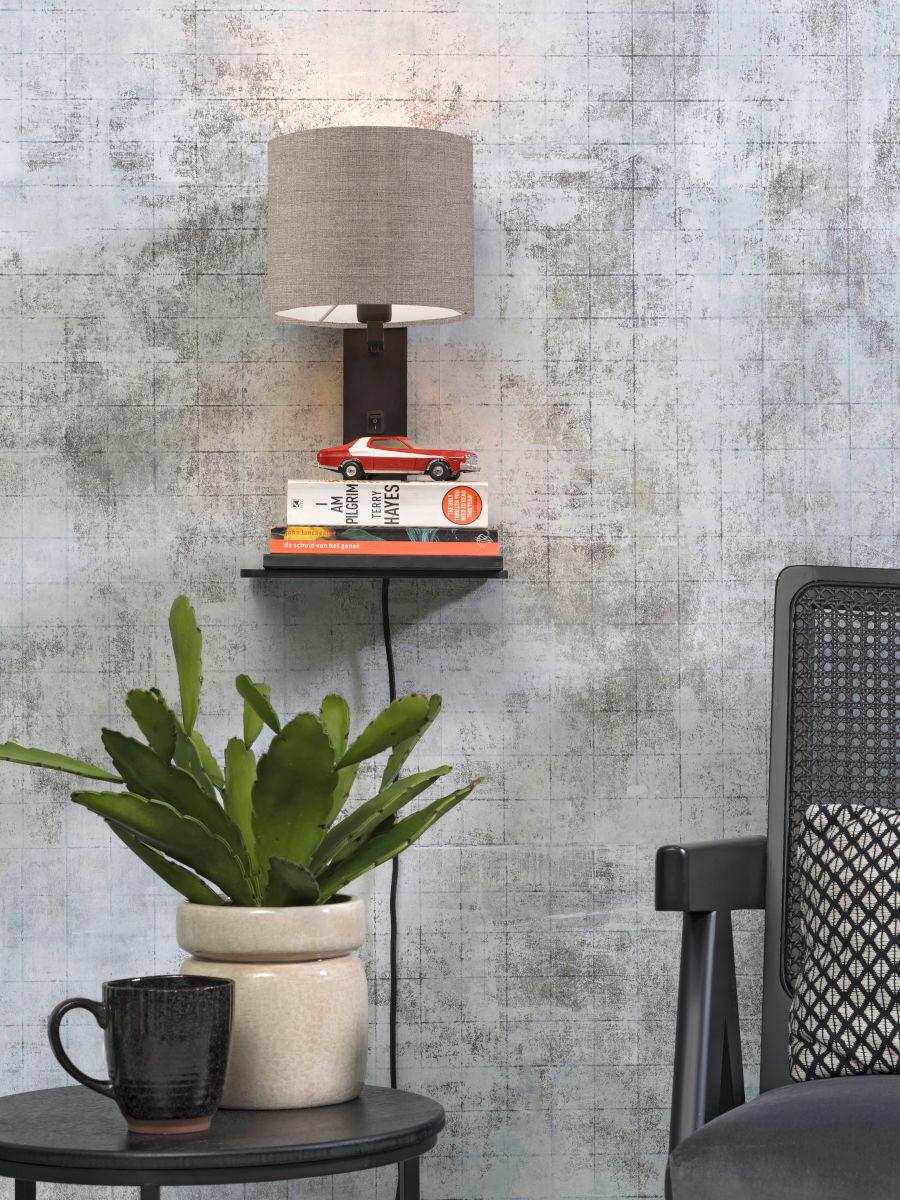 Wandleuchte Andes/W1/B/1815/Ld - Schwarz, Trend, Holz/Textil (19/24/36cm) - Good & Mojo