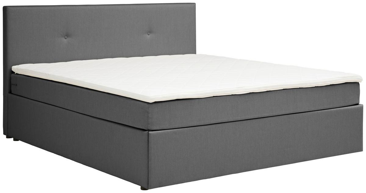 Boxbett mit Topper 160x200 Antonio - Schwarz/Grau, KONVENTIONELL, Holz/Holzwerkstoff (160/200cm) - P & B