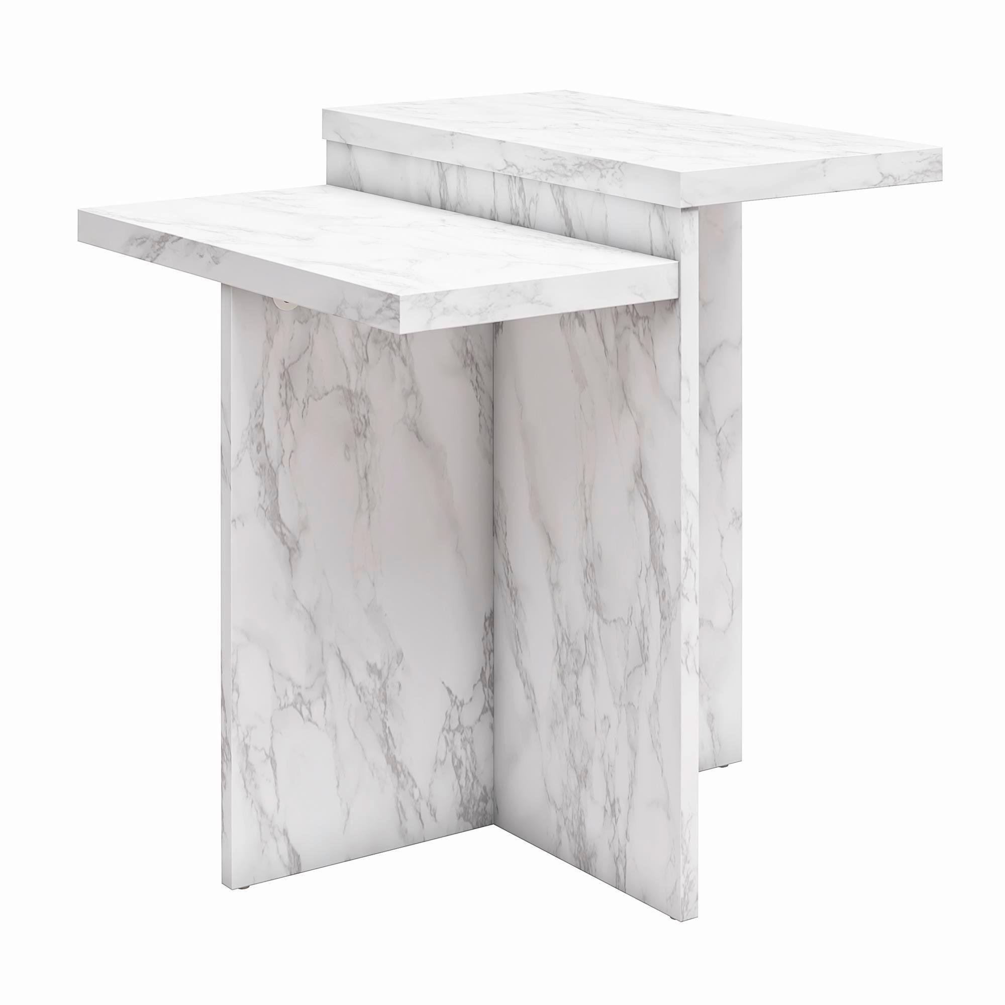 Beistelltisch Brielle Weiß Marmoroptik B: 56 cm - Weiß, Design, Holzwerkstoff (56/61/56cm) - MID.YOU