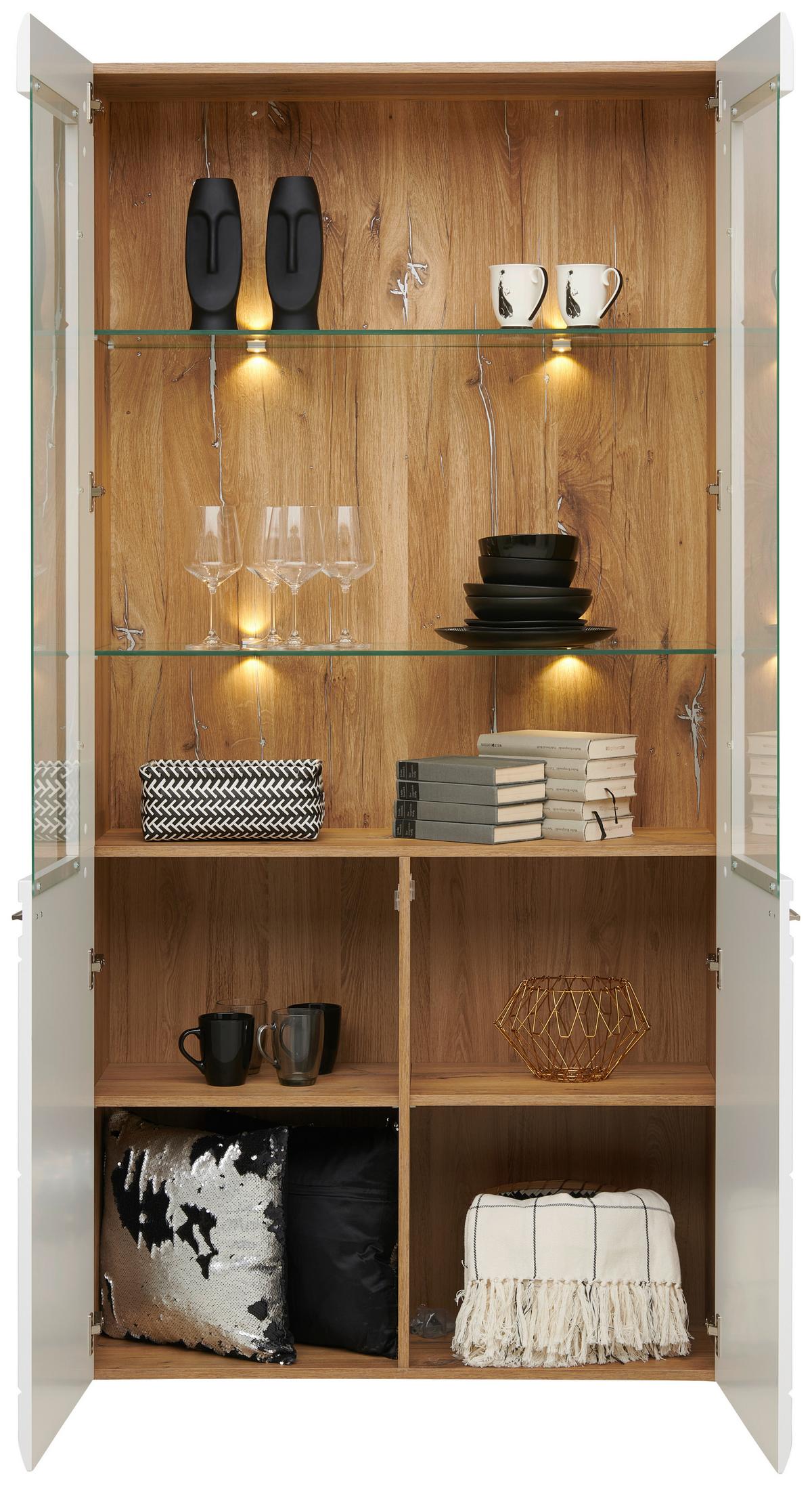 Vitrin Auris - Modern, faalapú anyag/Üveg (100/204,2/37,1cm) - Luca Bessoni