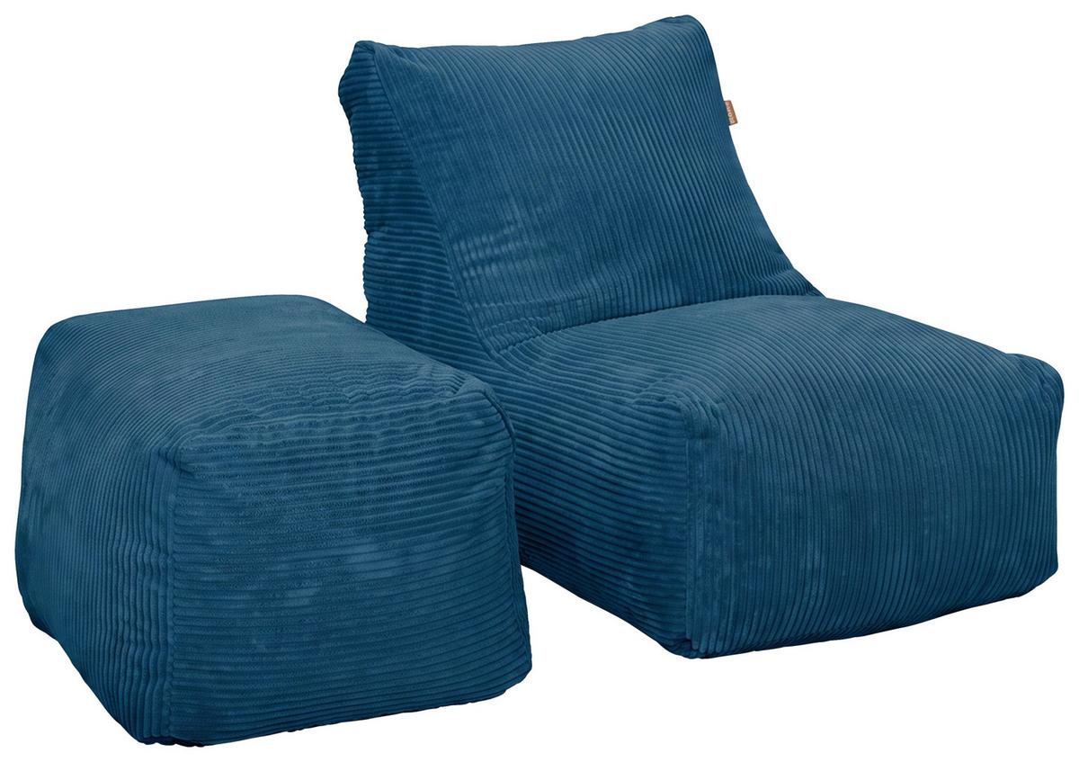 Sitzsack Luno Cord dunkelblau,Indoor,B: 70cm - Dunkelblau, Basics, Textil (70/70/100cm)