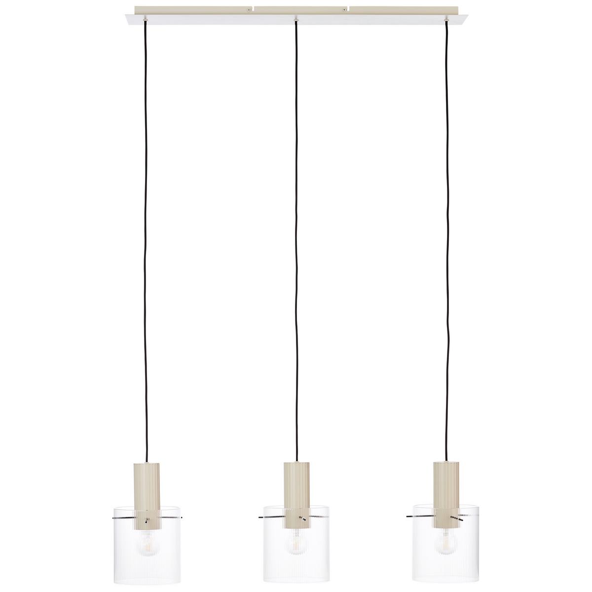 Hängeleuchte Göteborg H: 150 Cm 3-Flammig - Transparent/Beige, Basics, Glas/Metall (98/18/150cm) - Brilliant