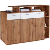 Kommode B 150cm Tom, San Remo Eiche Dekor/weiß - Eichefarben/Silberfarben, MODERN, Holzwerkstoff (150/105/40cm)