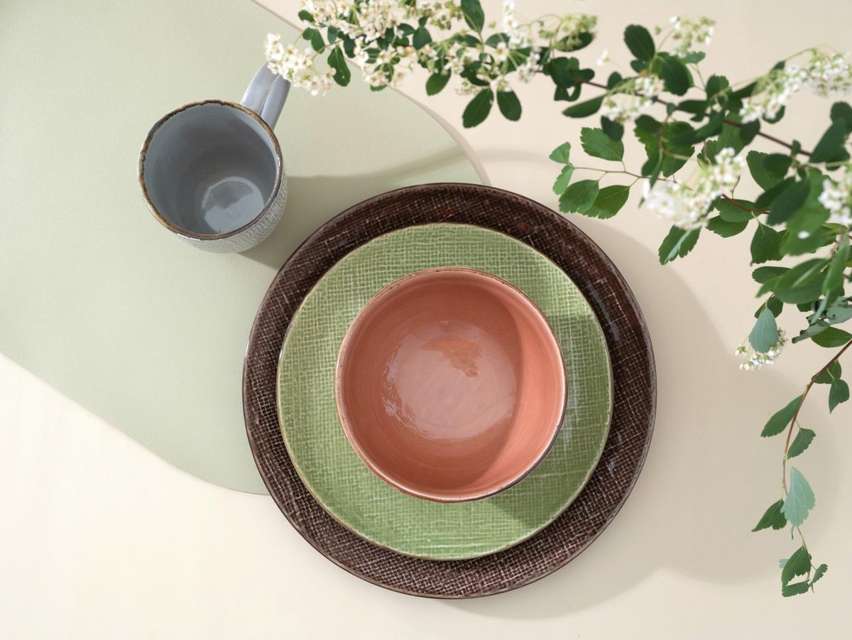 Kombiservice Keramik 4 Personen Geschirr Set - Creme/Braun, LIFESTYLE, Keramik (34/31,5/33cm) - Creatable