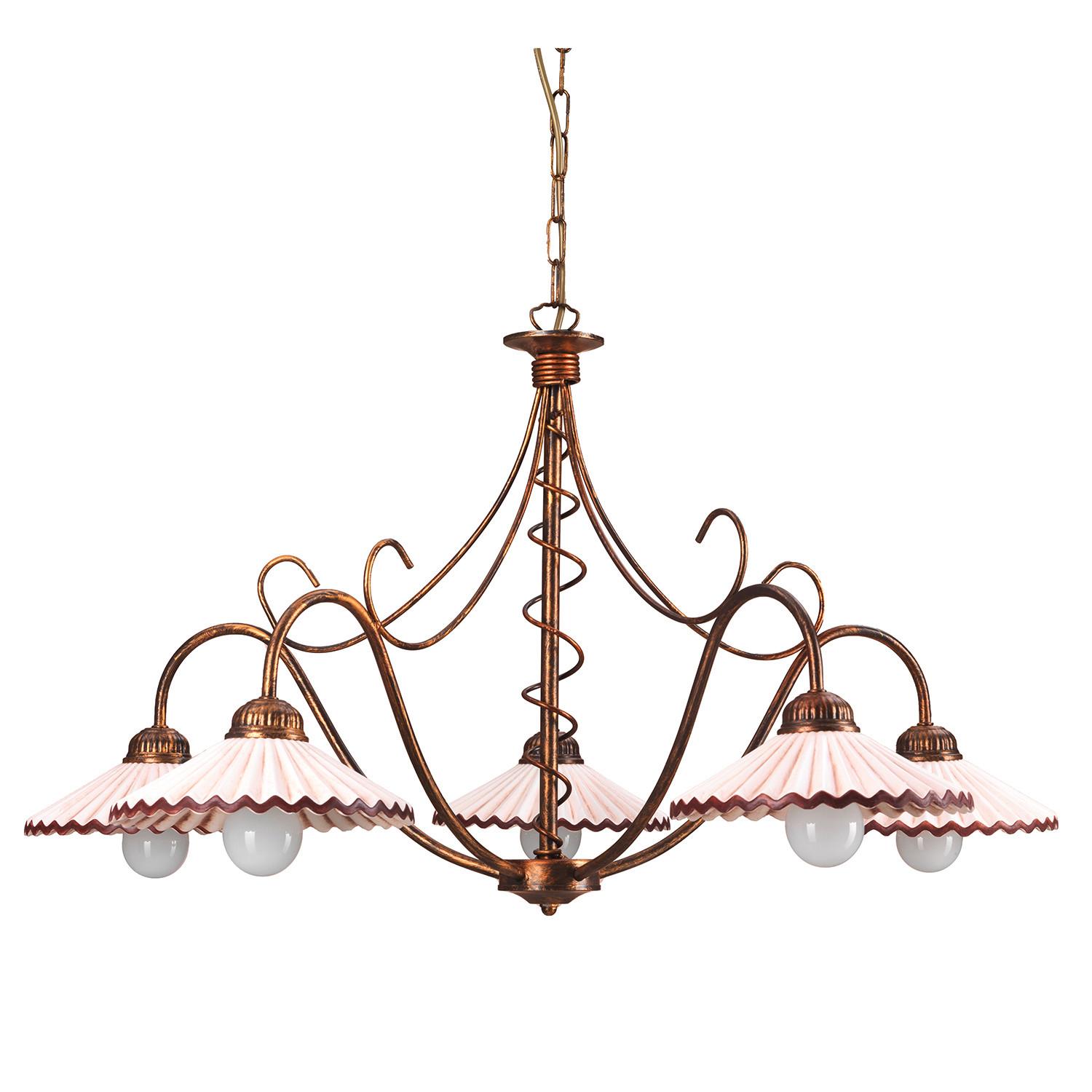 Kronleuchter 4257/5b - Bernsteinfarben, KONVENTIONELL, Keramik/Metall (85/110cm)