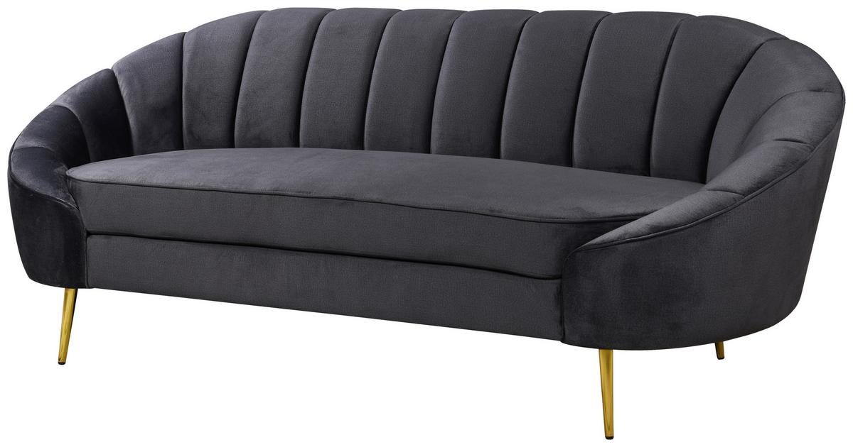 3-sitzer-sofa Stella Dunkelgrau B: 210 Cm - Dunkelgrau/Messingfarben, Design, Holz/Textil (210/82/90cm) - Livetastic