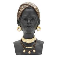 Skulptur Massai Woman Schwarz, Goldfarben, B: 19 cm - Goldfarben/Schwarz, Basics, Kunststoff (19/30/18.5cm)