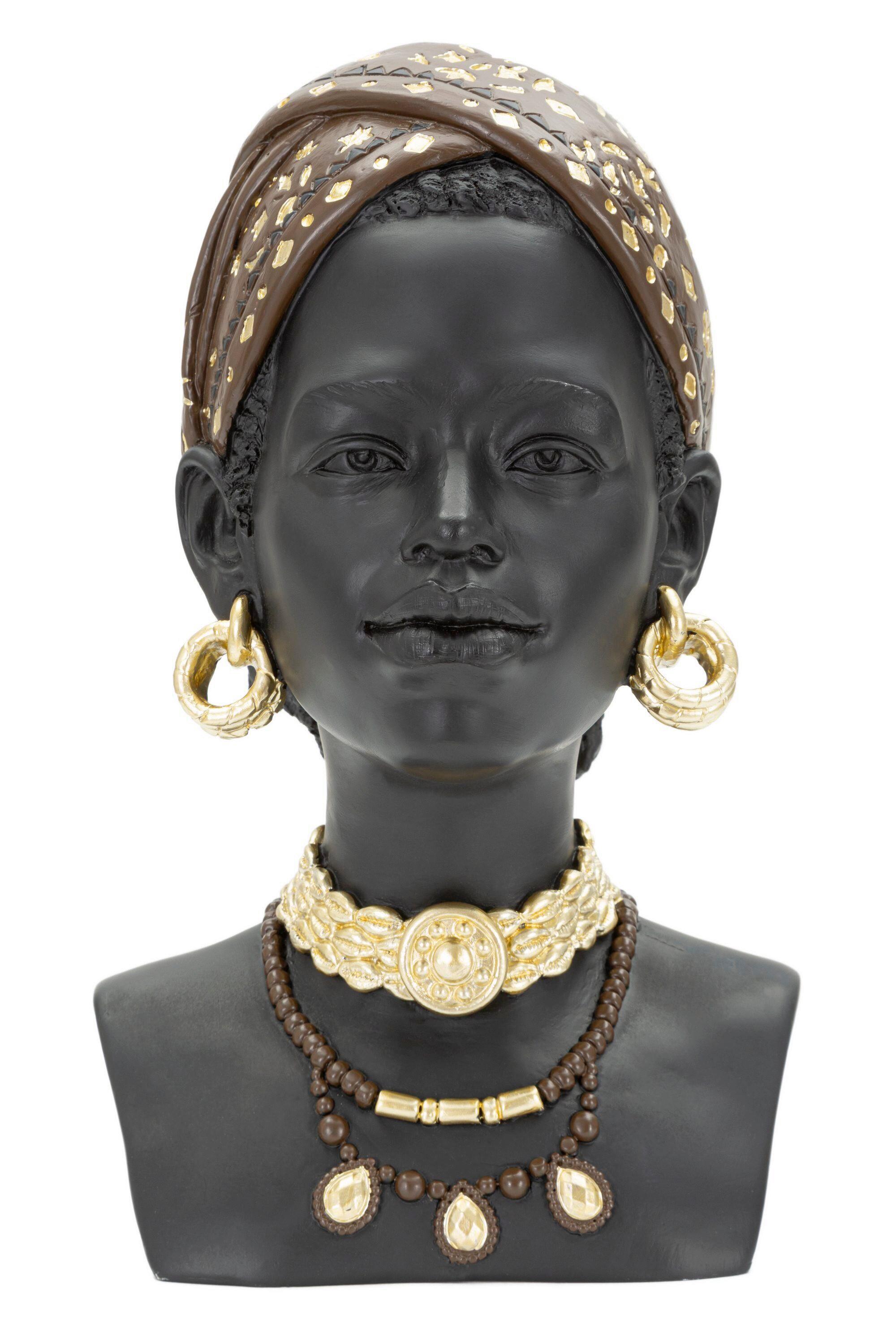 Skulptur Massai Woman Schwarz, Goldfarben, B: 19 cm