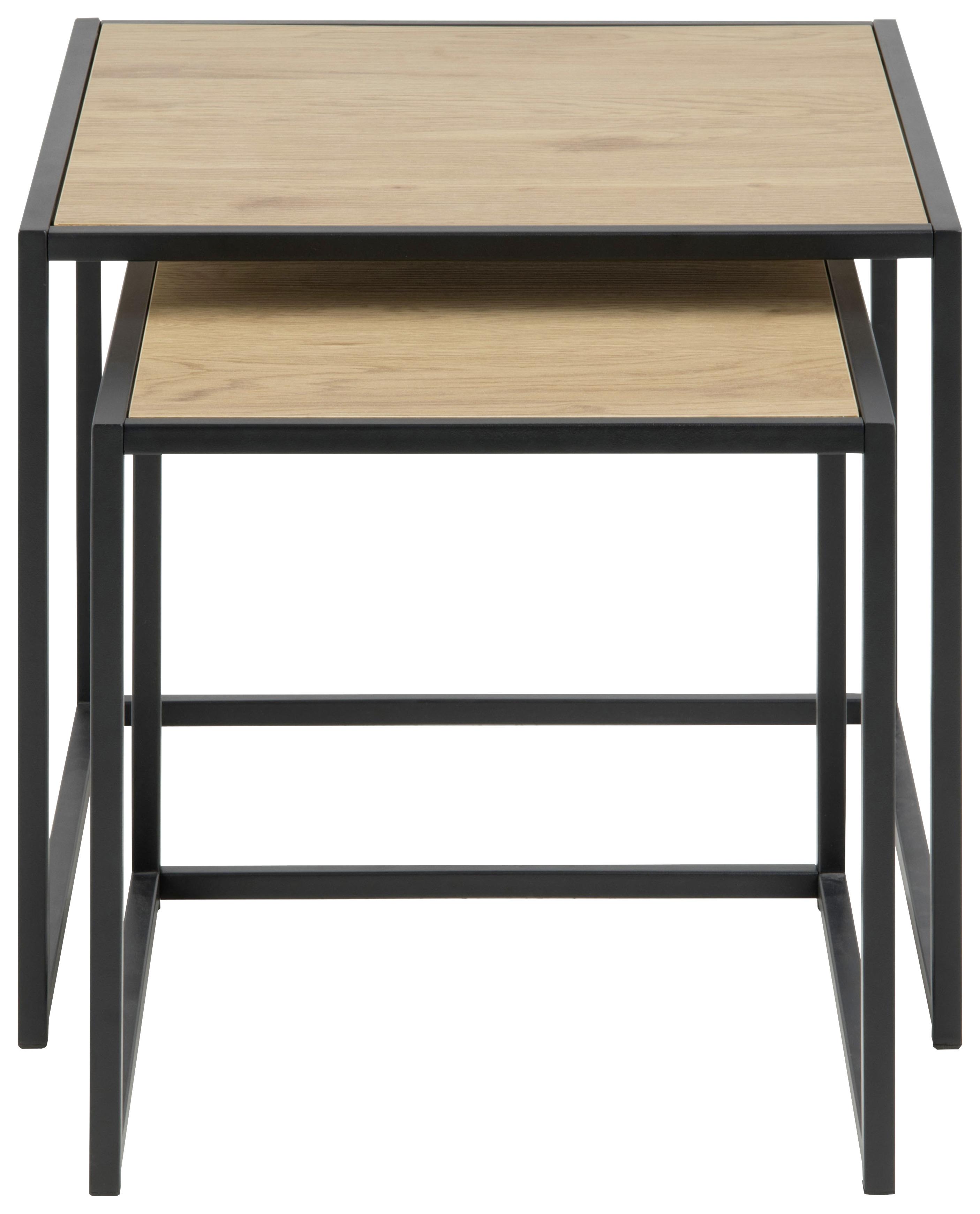 Sada Stolíkov Seaford - čierna/farby duba, Trend, kov/kompozitné drevo (50/50/45,0cm) - Carryhome