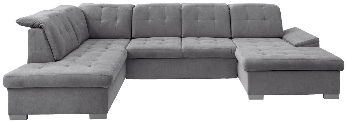 Wohnlandschaft Zira Dunkelgrau U: 212x330x169cm - Chromfarben/Dunkelgrau, MODERN, Textil (212/330/169cm) - Livetastic