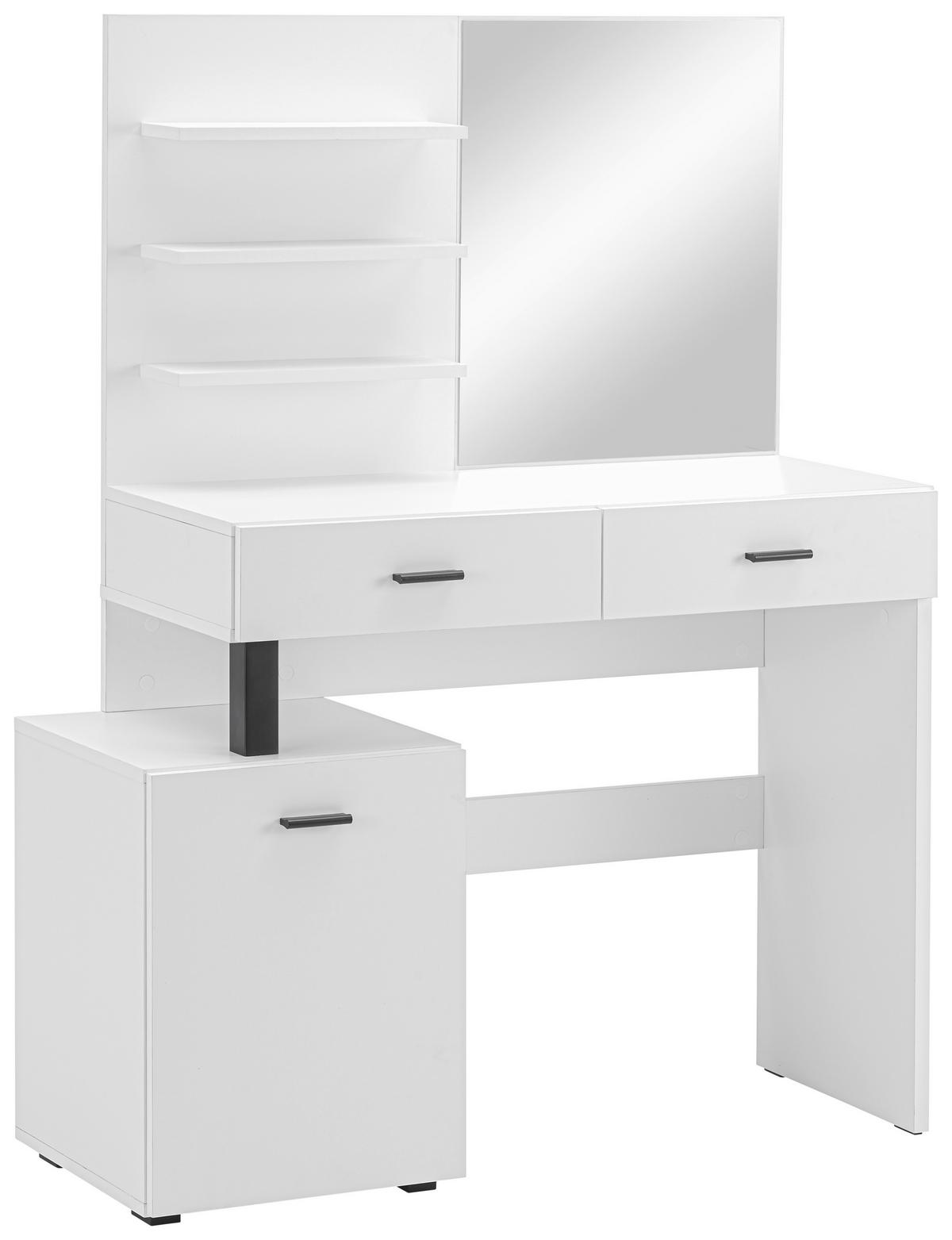 Schminktisch Weiß B: 109,4 cm mit Stauraum - Schwarz/Weiß, MODERN, Holzwerkstoff (109,4/144,5/41,7cm)