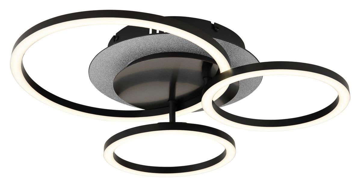 LED-Deckenleuchte Memory-Funktion - Silberfarben/Schwarzchrom, Design, Kunststoff/Metall (46/42/11,5cm) - Globo