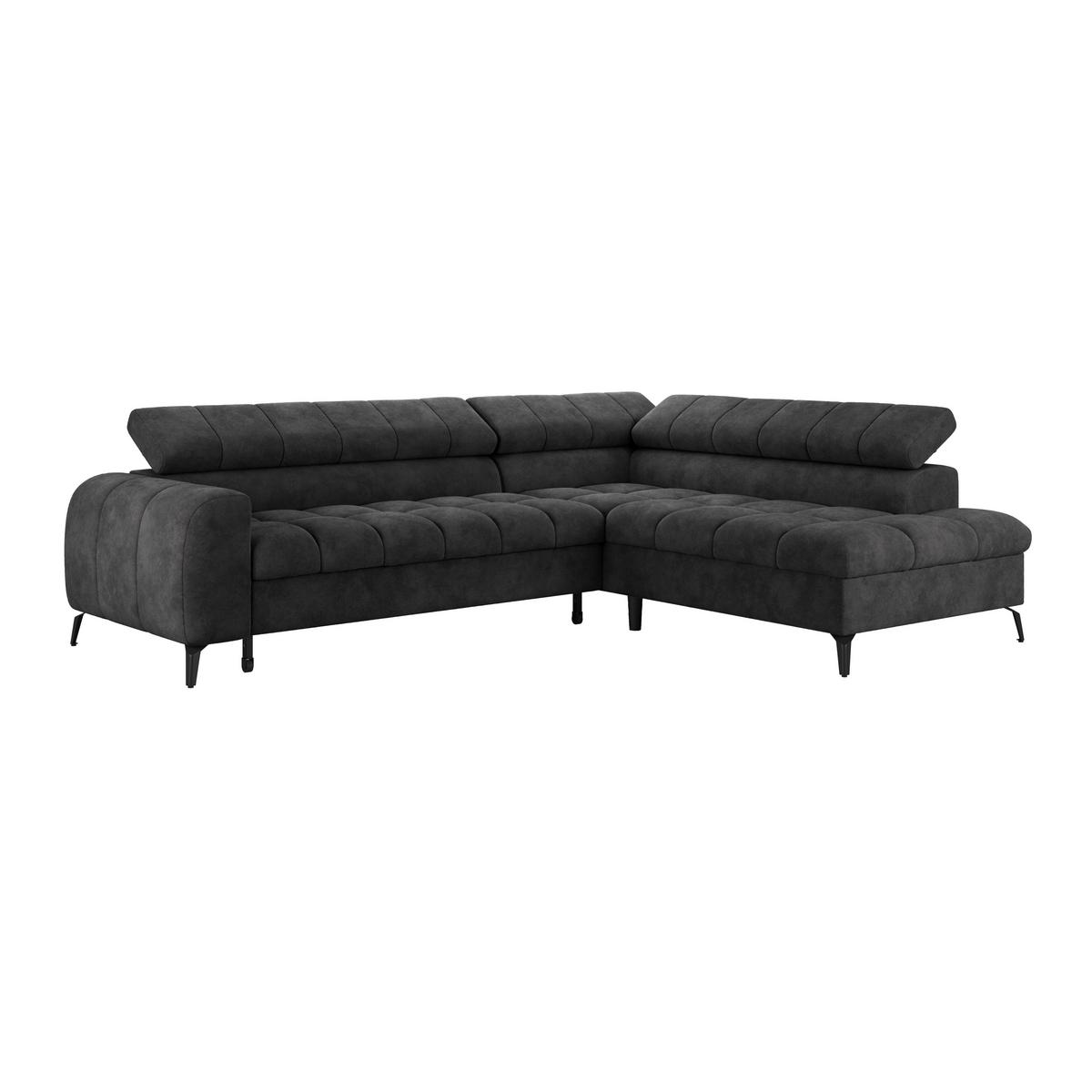Ecksofa mit Schlaffunktion Volf Schwarz, 261x203 cm - Schwarz, Trend, Kunststoff/Textil (261/203cm)
