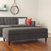 Hocker Hannover Anthrazit, mit Stauraum - Anthrazit/Schwarz, Basics, Textil (130/43/69cm) - Livetastic
