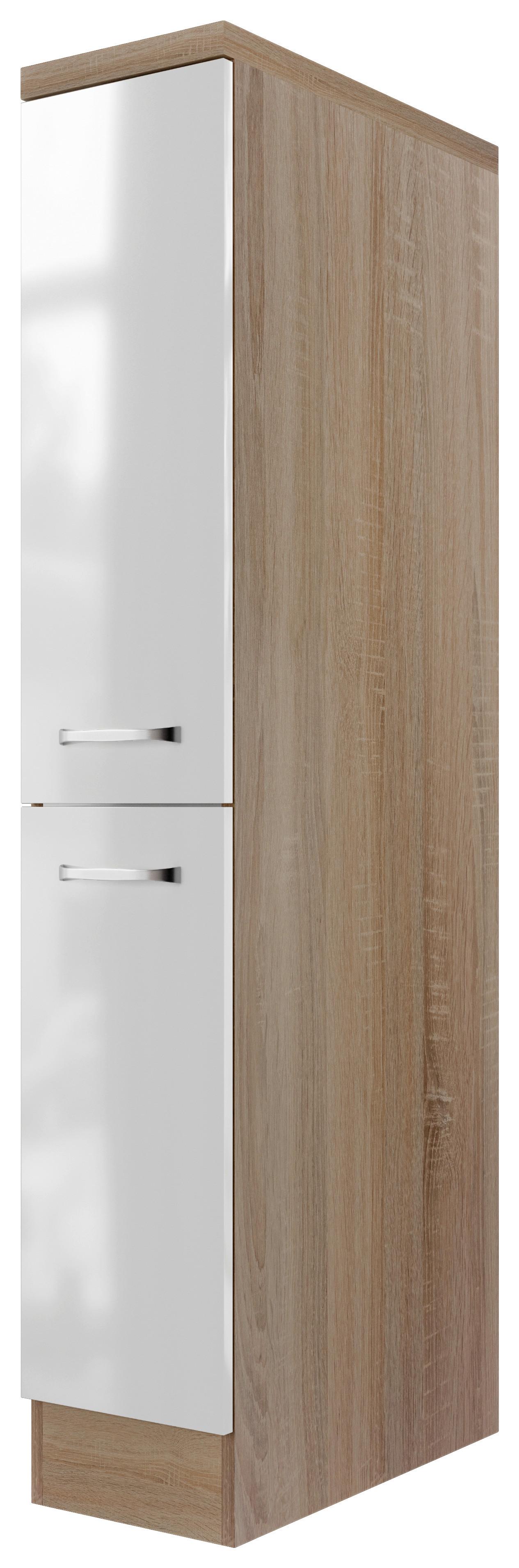 APOTHEKERSCHRANK VALERO DAS-1657 - Weiß Hochglanz/Sonoma Eiche, KONVENTIONELL, Holzwerkstoff (30/169,5/60cm) - FlexWell