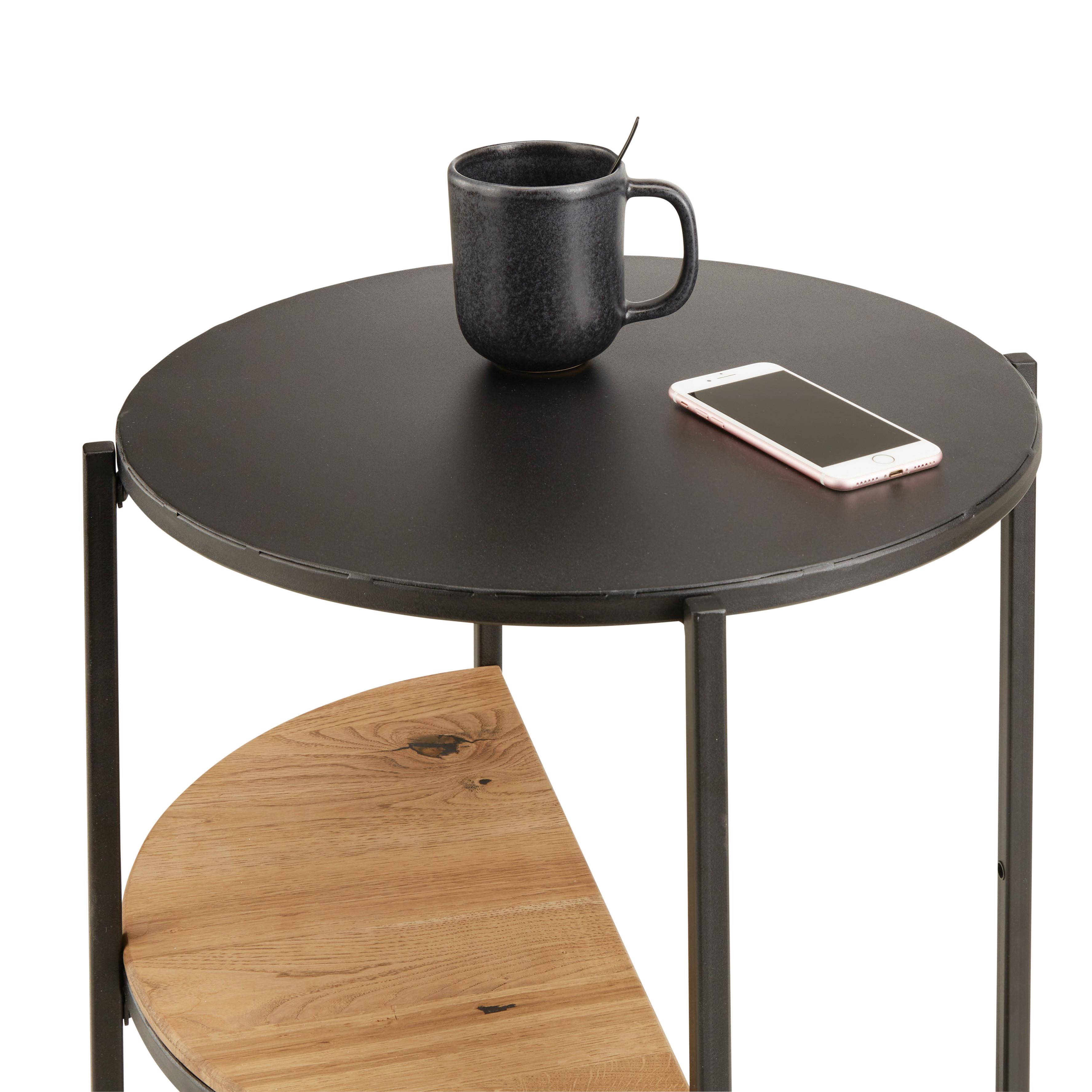 Stojací Regál Charly -Trend- - černá/přírodní barvy, Moderní, kov/dřevo (45/100/45cm) - Premium Living