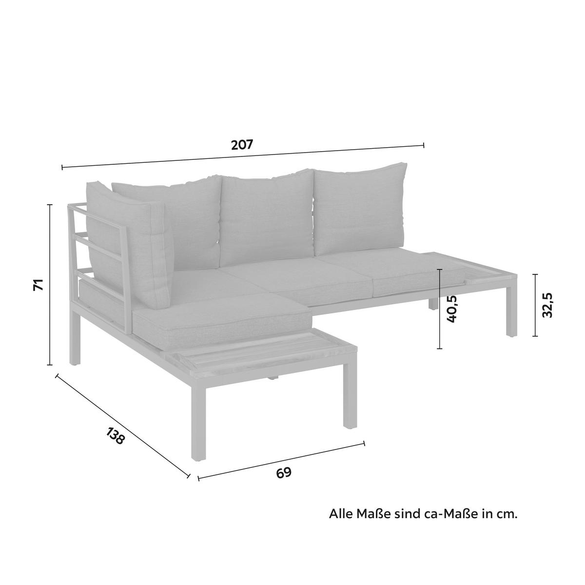 TERASOVÁ SEDACÍ SOUPRAVA LIA - hnědá/barvy akácie, Moderní, kov/dřevo (138/77/207cm) - Mömax
