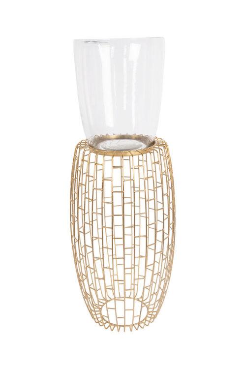 Windlicht Malibu Eisen/Glas Goldfarben H: 73 cm - Goldfarben, Design, Glas/Metall (28/73/28cm) - Kayoom