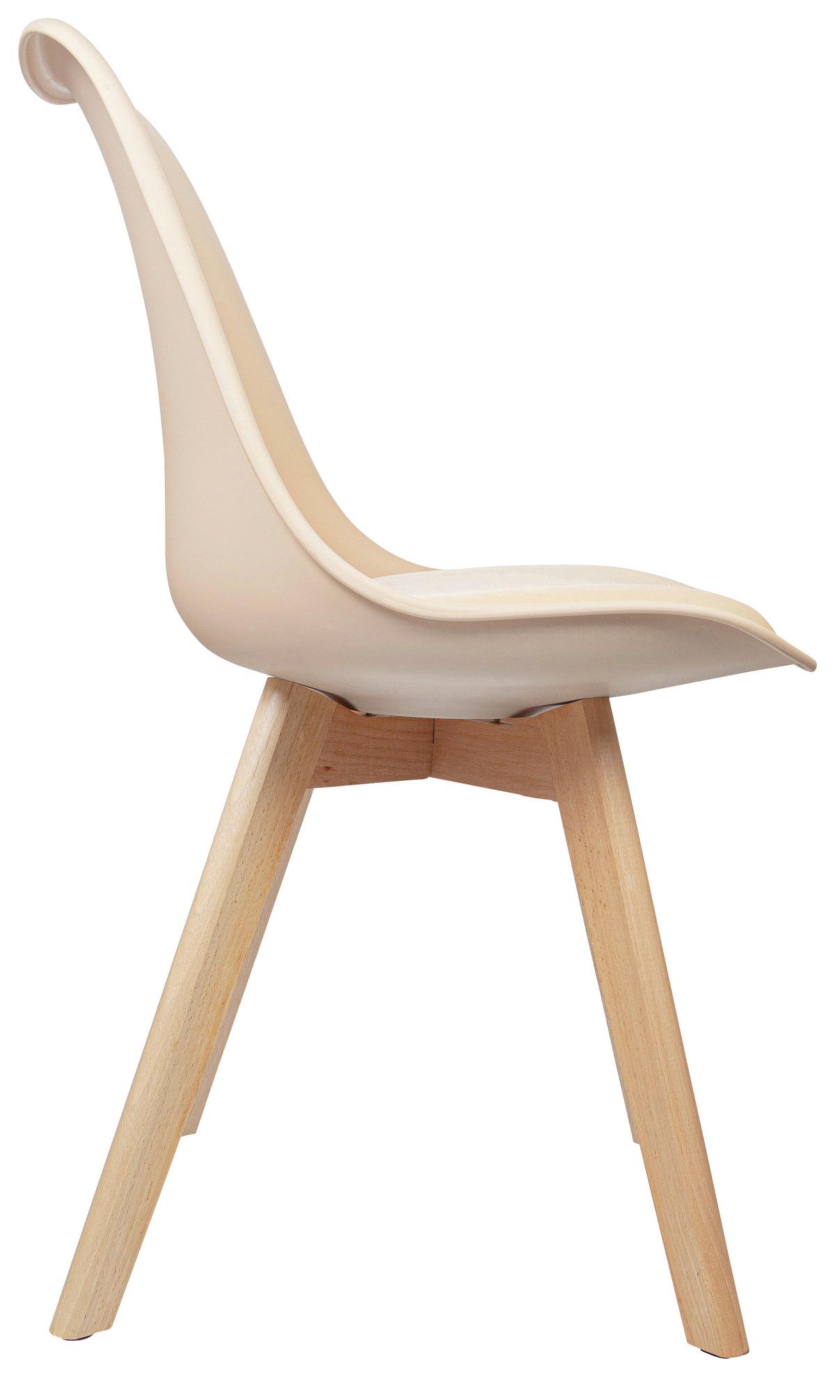 Stuhl-Set 4er Scandi Buche Dekor/Beige - Beige/Buchefarben, MODERN, Holz/Textil (48/87/56cm) - MID.YOU