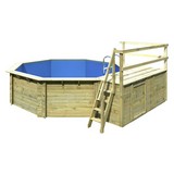 Holzpool Set Autumn M Ø 470 X H 124 cm mit Sonnendeck - Naturfarben, KONVENTIONELL, Holz (470/124/470cm) - Karibu