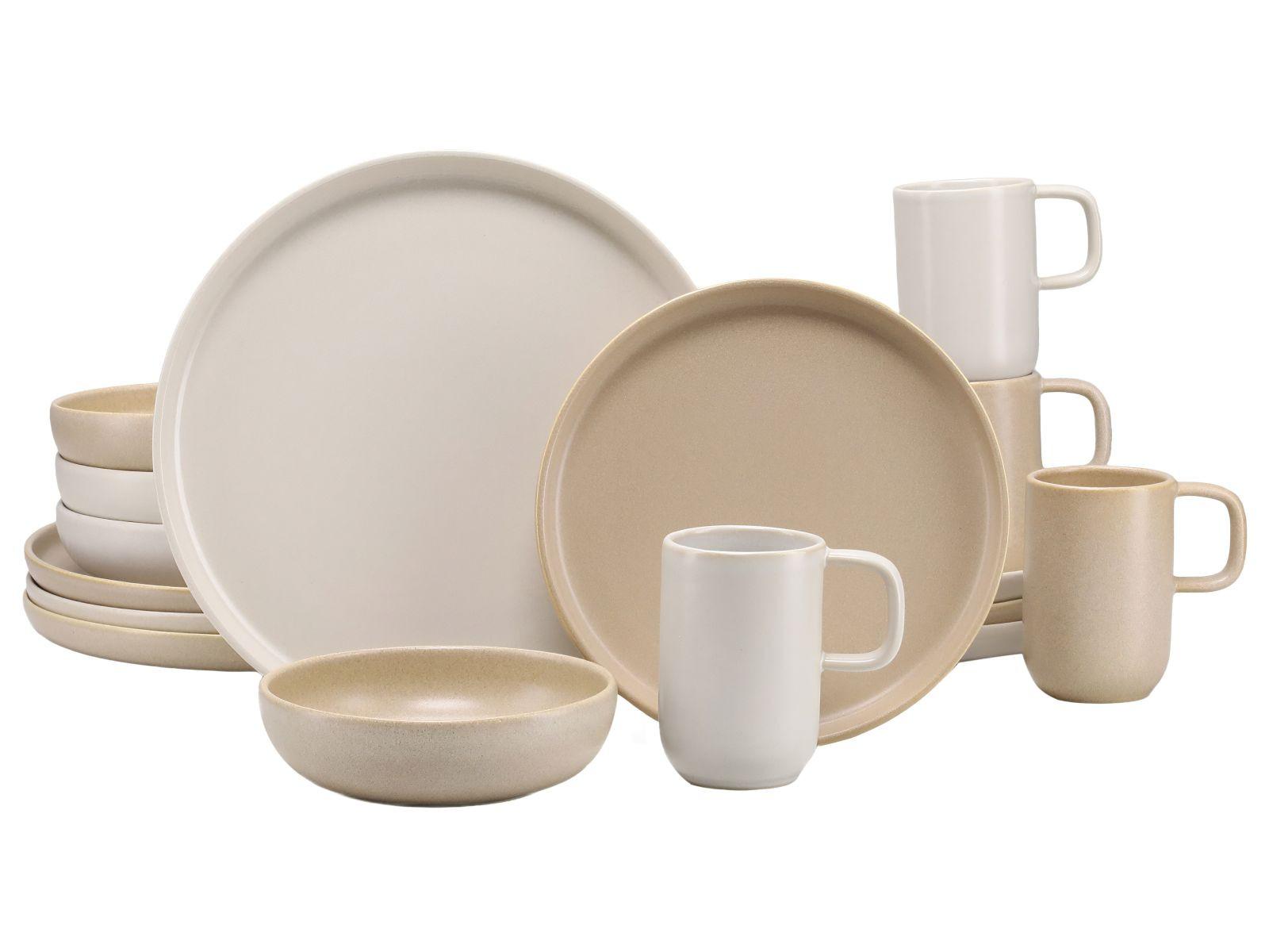 Kombiservice Uno Toscana Steinzeug, 4 Pers., 16-Teilig - Beige/Creme, Basics, Keramik - Creatable