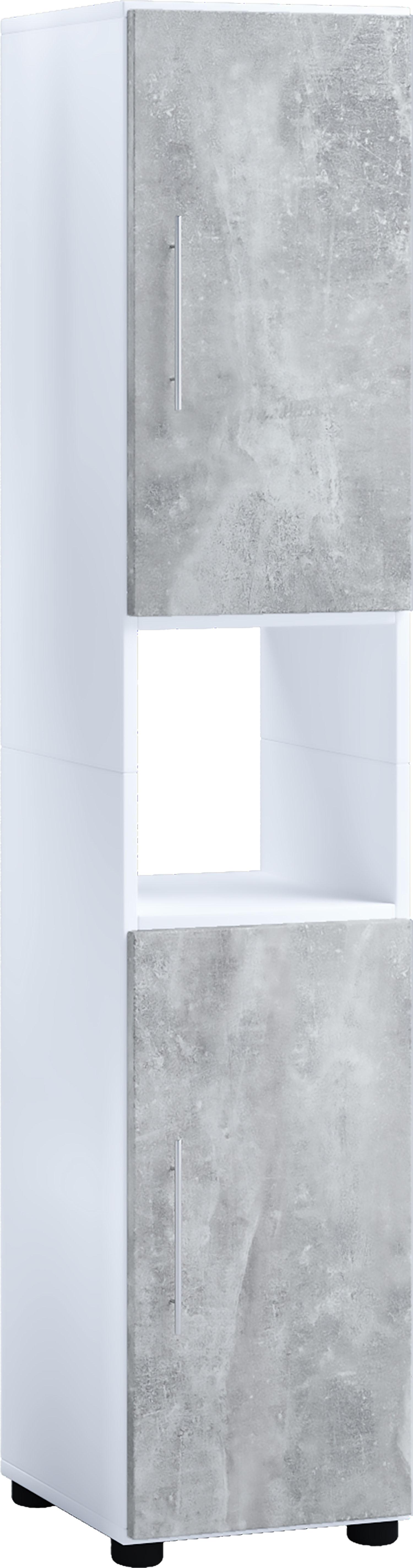 Hochschrank Flandu - Weiß/Grau, Basics, Holzwerkstoff (31/160/30cm) - MID.YOU