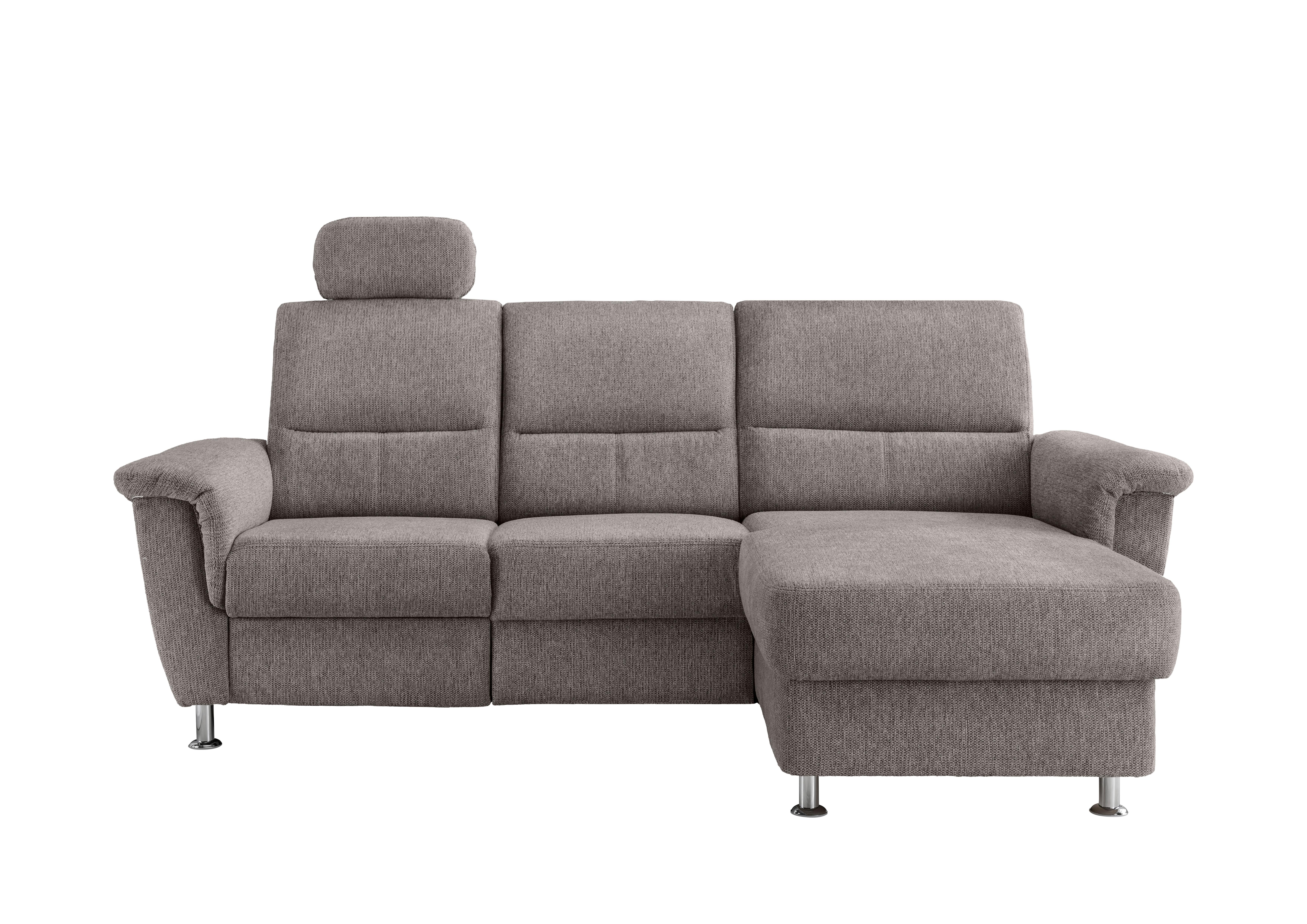 Ecksofa mit Stauraum Parole Graubraun Chenille - Chromfarben/Graubraun, MODERN, Textil (231/165cm) - Livetastic