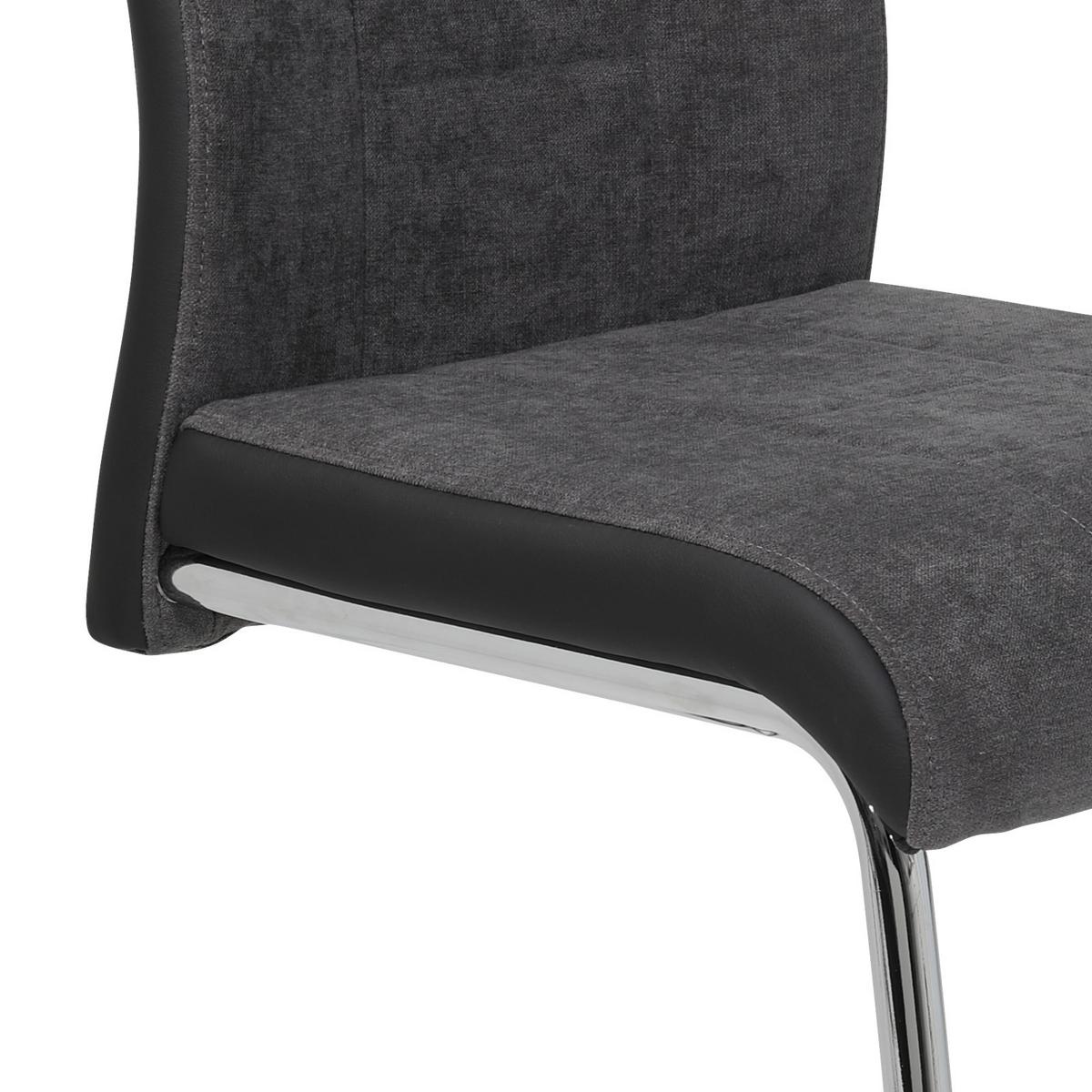 Essgruppe Alina G 5--Teilig. Hellbraun/anthrazit - Chromfarben/Hellbraun, MODERN, Holzwerkstoff/Textil (120-160/80/76cm) - MID.YOU