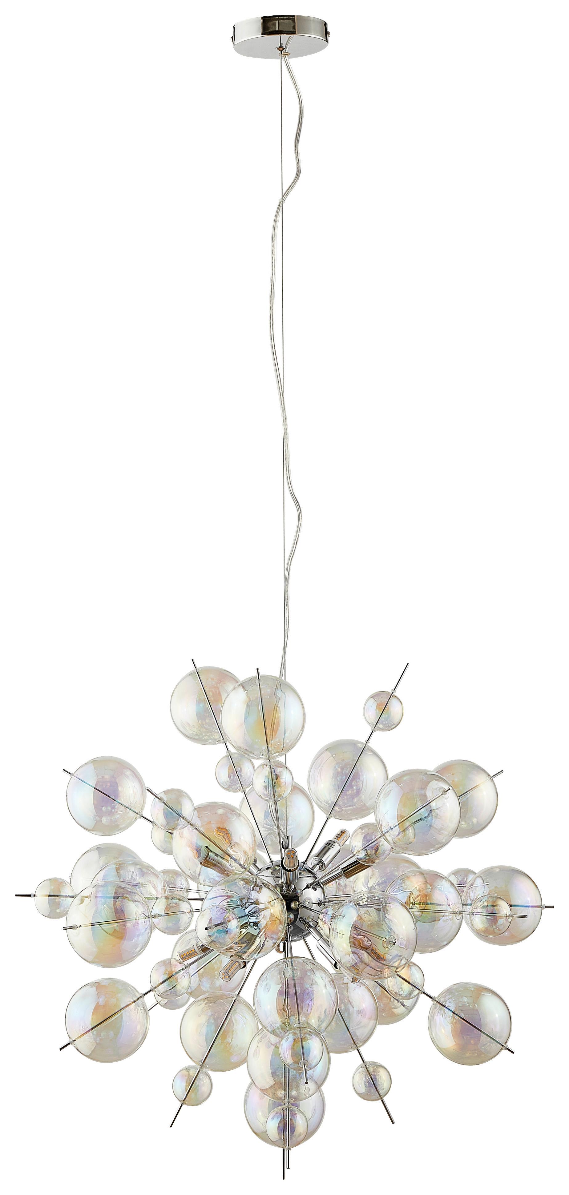 Hängeleuchte Explosion H:150cm 10-Flammig, Glas/Metall - Chromfarben, Trend, Glas/Metall (65/150cm) - Näve