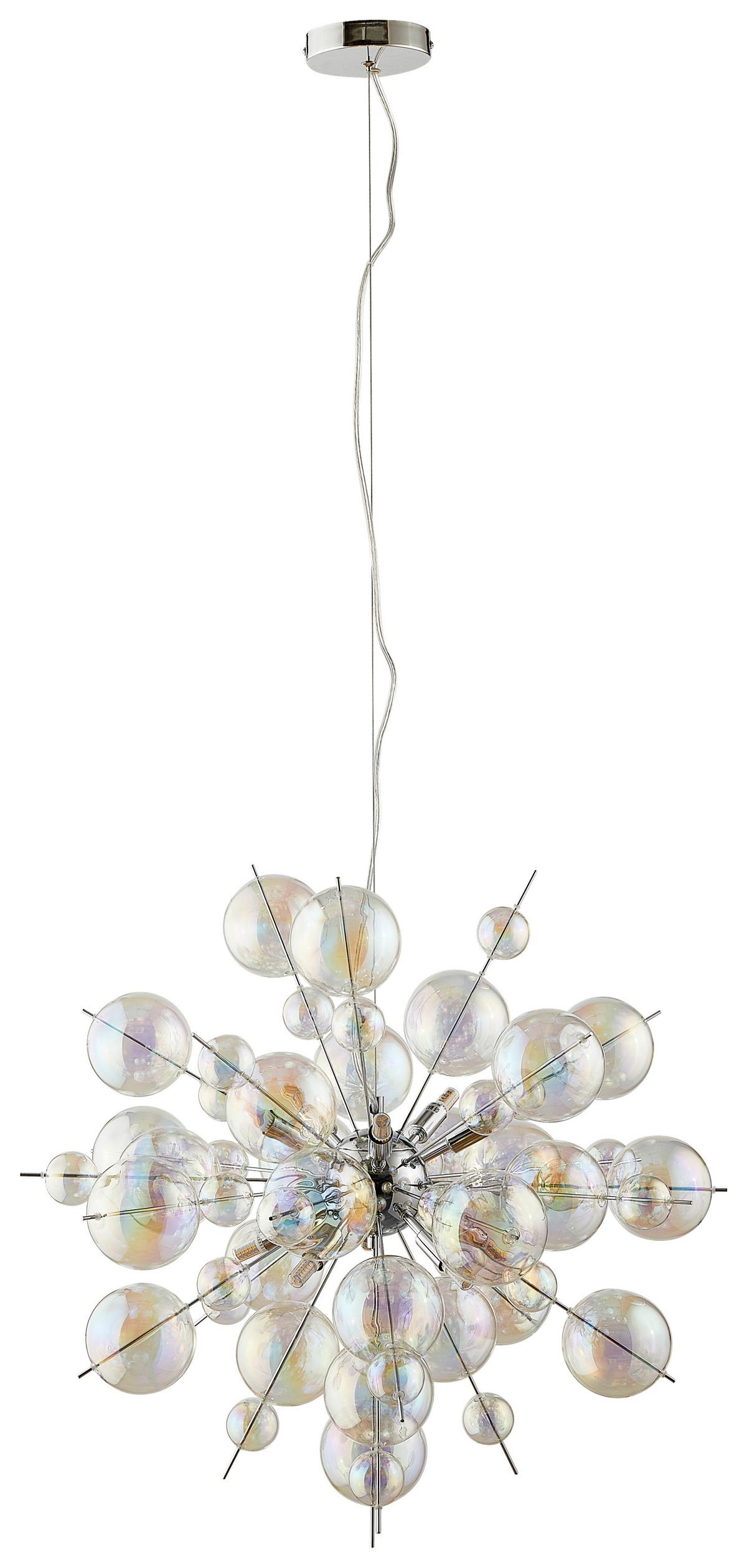 Hängeleuchte Explosion H:150cm 10-Flammig, Glas/metall - Chromfarben, Trend, Glas/Metall (65/150cm) - Näve