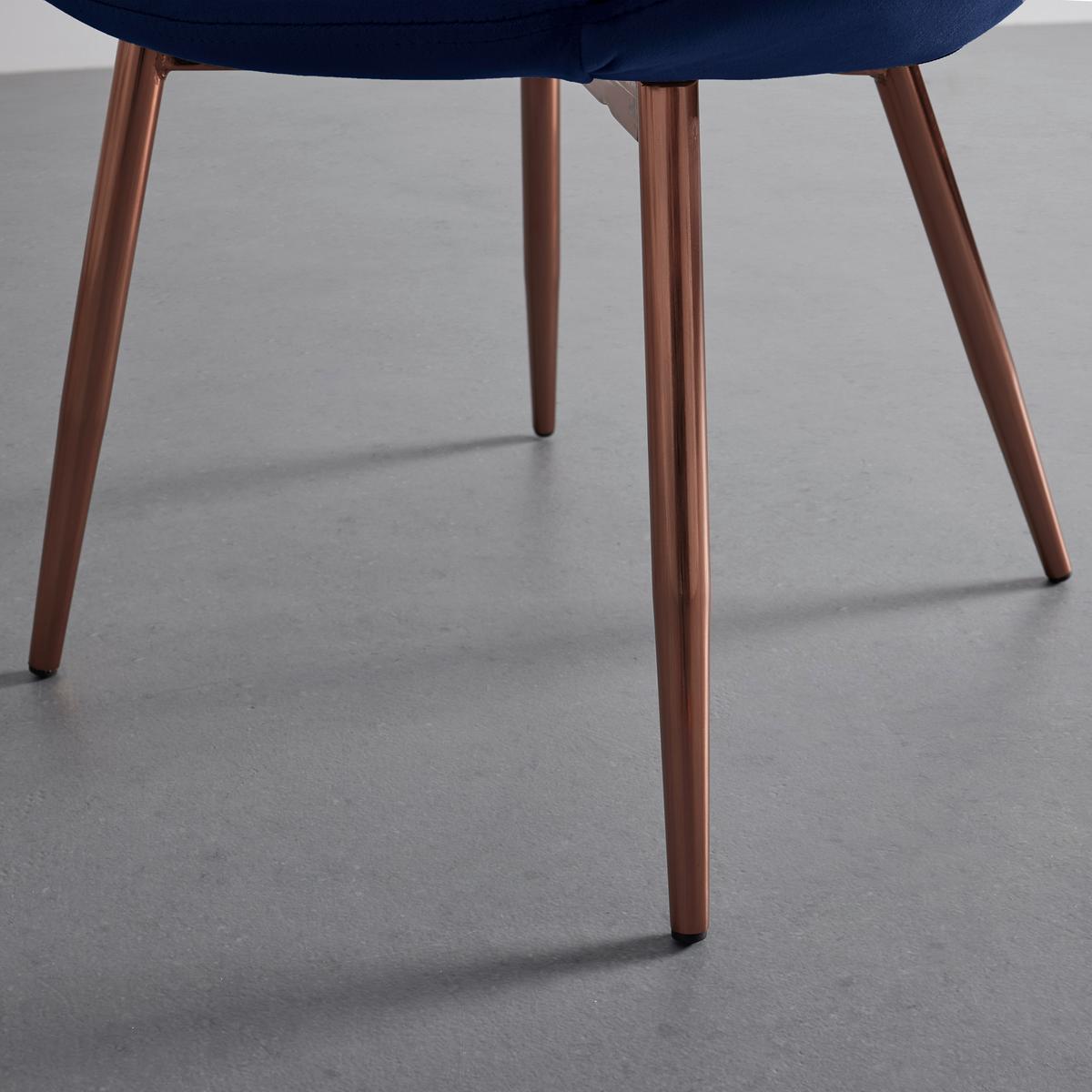 Židle ze sametu Levi tmavěmodrá - tmavě modrá, Moderní, kov/dřevo (67/74/60.5cm) - Bessagi Home