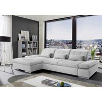 Rohová sedačka SANFINO, levá, světle šedá,lůžko a úl.prostor - světle šedá/barvy chromu, Konvenční, kov/dřevo (199/305cm) - Premium Living