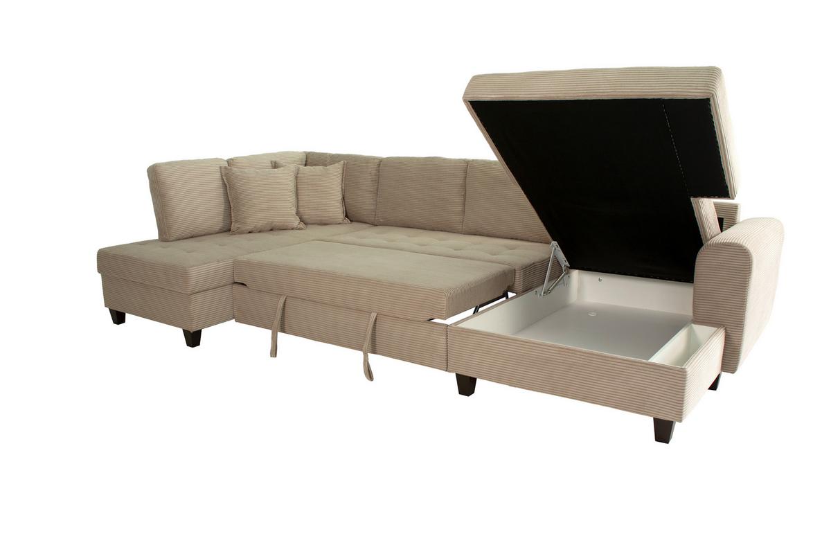 Wohnlandschaft Moritz Graubraun U-Form:178x324x155cm - Graubraun, Trend, Textil (178/324/155cm)