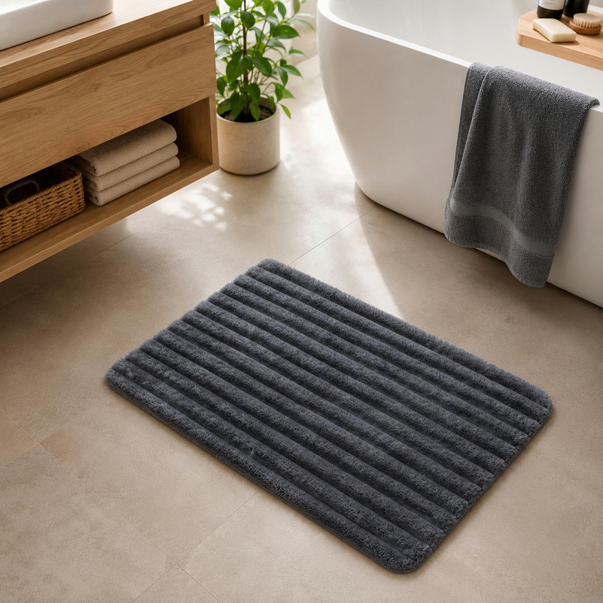 BADEMATTE WHITE ROCK - Grau, MODERN, Textil (45/70cm) - Luca Bessoni
