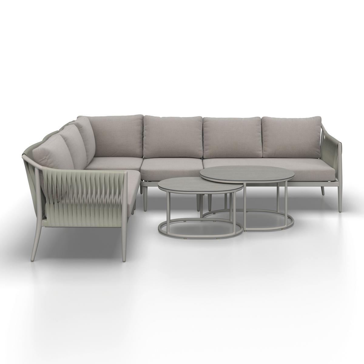 TERASOVÁ SEDACIA SÚPRAVA ALVINA - krémová, Modern, kov/textil (259/74/199cm) - Bessagi Garden