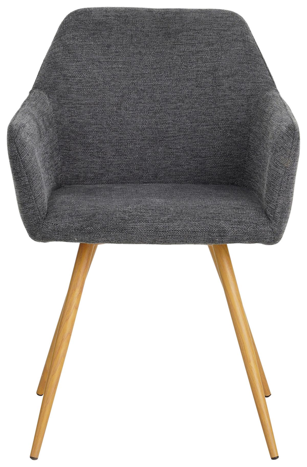 Armlehnstuhl Melinda Anthrazit - Anthrazit/Naturfarben, MODERN, Textil/Metall (56/81,5/63cm) - MID.YOU