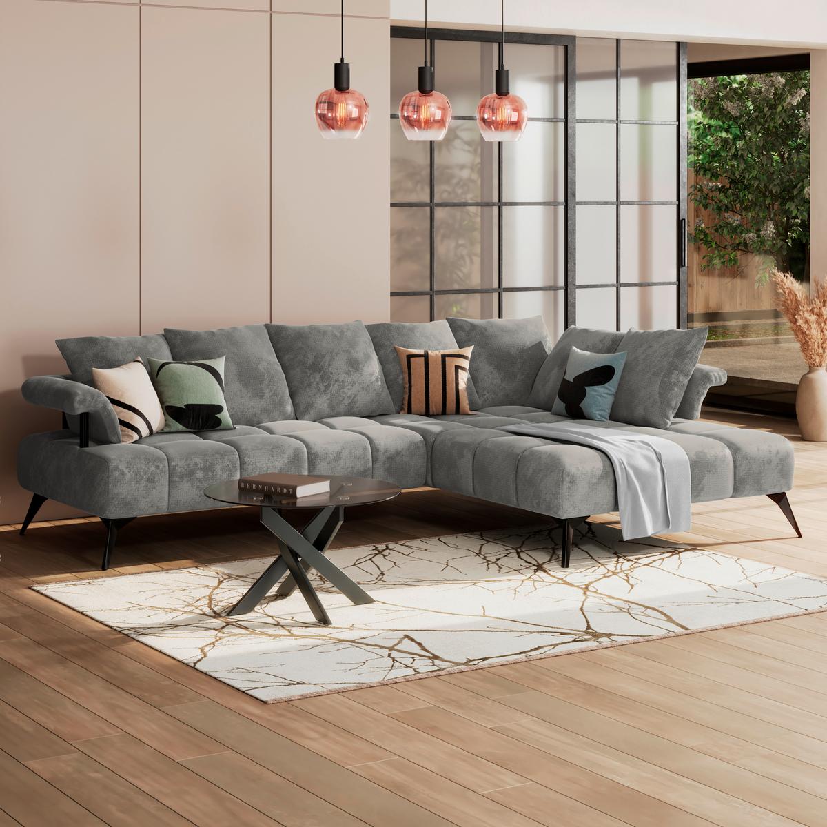 Ecksofa Vanessa New - Schwarz/Grau, MODERN, Textil (297/200cm)