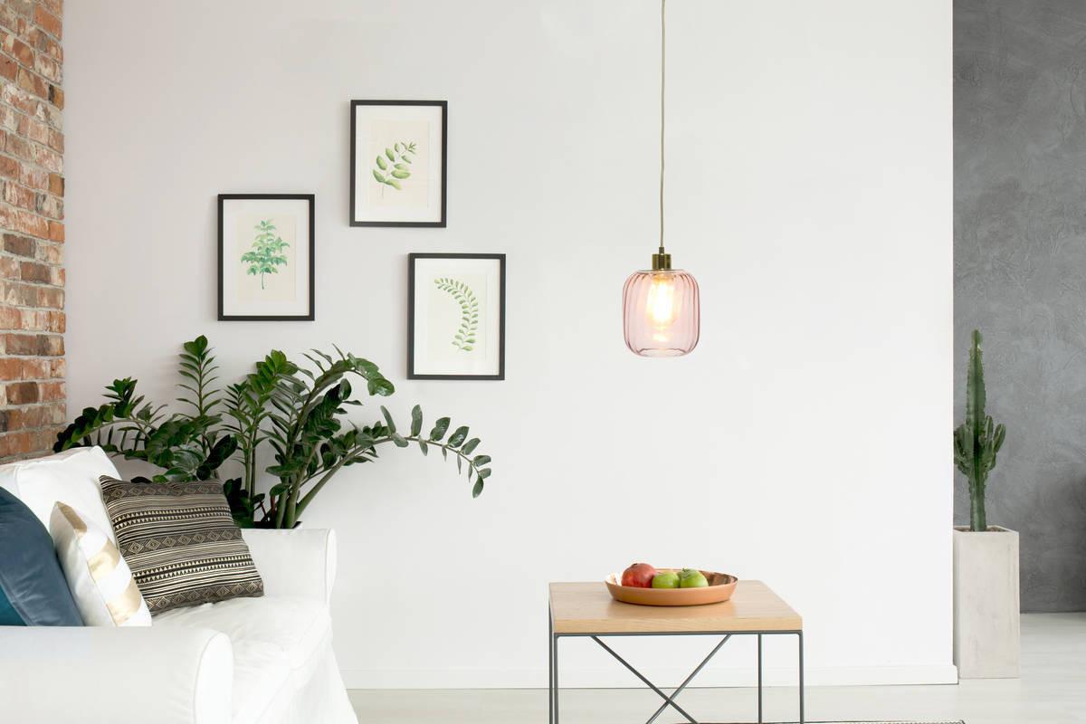 Hängeleuchte Gloria H: 27,5 Cm 1-Flammig - Rosa, Trend, Glas (18/27,5/18cm) - Kayoom