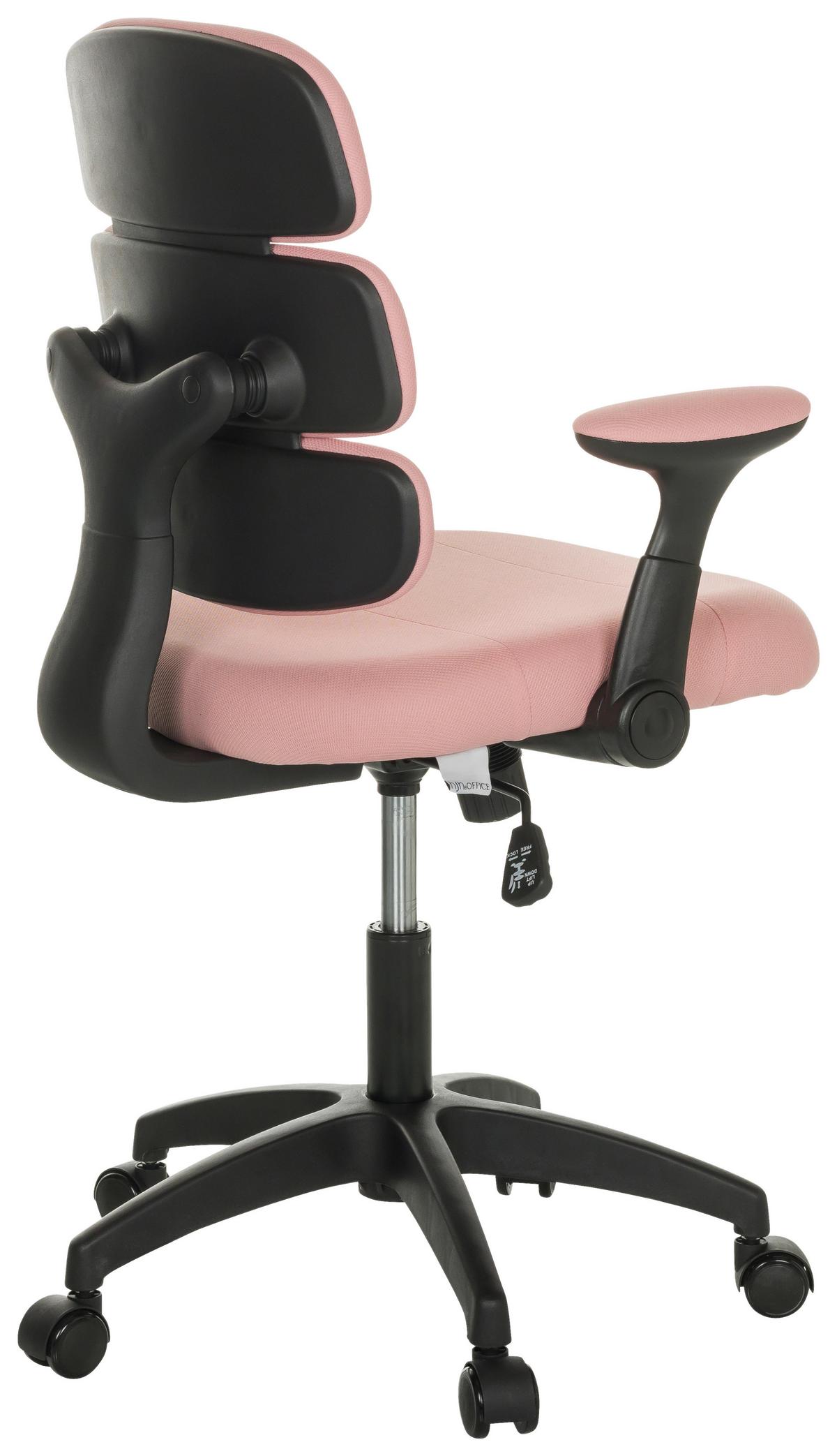 Jugenddrehstuhl Kid Ergolino B mit Armstützen Rosa Bis 100 Kg - Schwarz/Rosa, Basics, Kunststoff/Textil (62/86-97/62cm) - MID.YOU