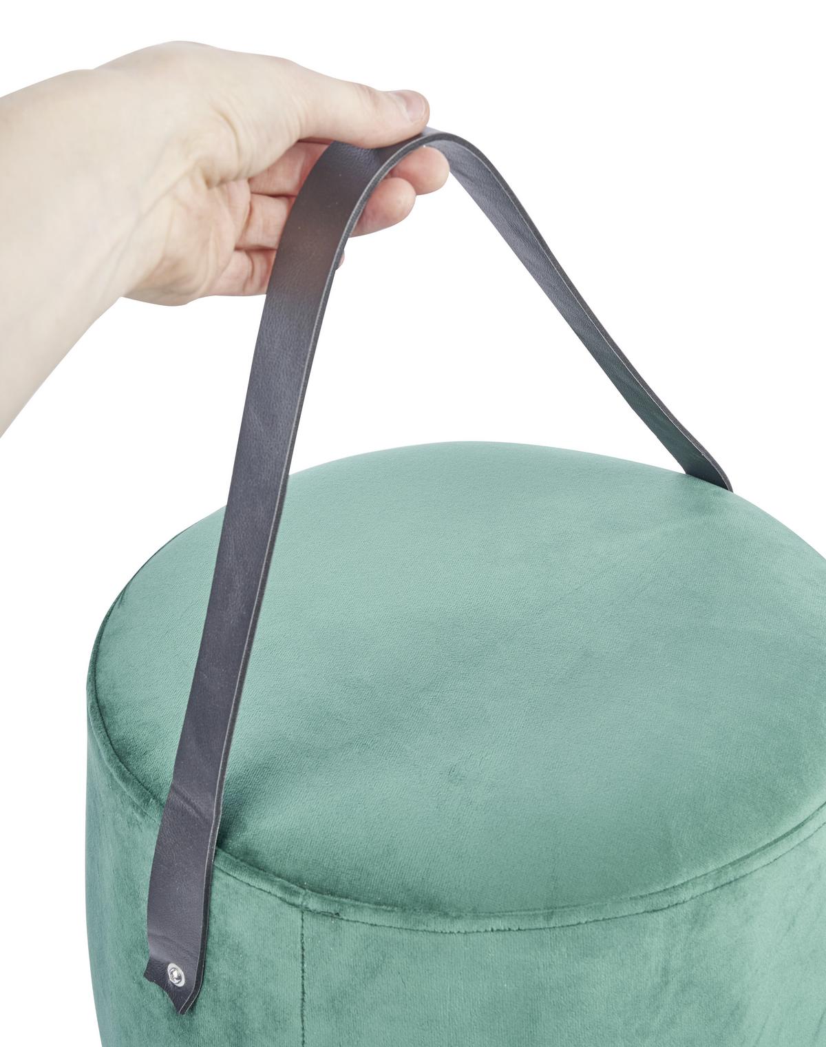 Hocker Textil Dunkelgrün Sitz Gepolstert H: 40 cm Rund - Dunkelgrün, Basics, Textil (38/40cm)