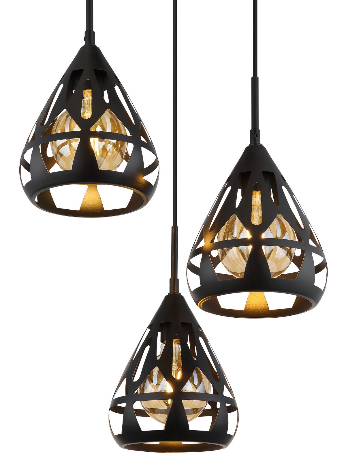 Hängeleuchte 15889-3h - Schwarz, Trend, Kunststoff/Metall (41/120cm) - Globo