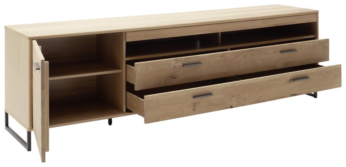 TV-Element Portland B: 224 cm Eiche Dekor - Eichefarben/Schwarz, Design, Holz/Holzwerkstoff (224/67/50cm) - Livetastic